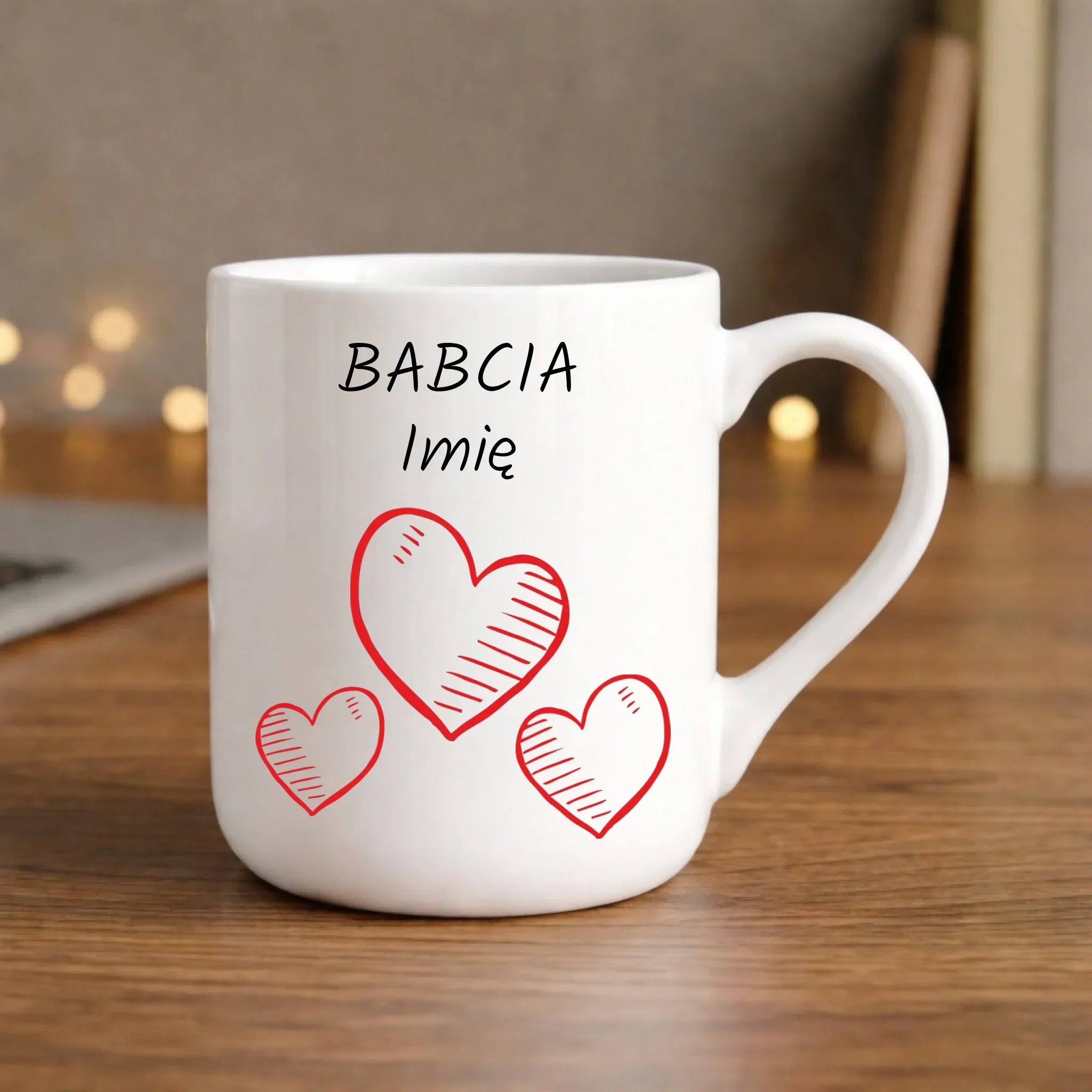 Kubek elegant dla babci - Serca - personalizowany B01 - StoryCups.pl
