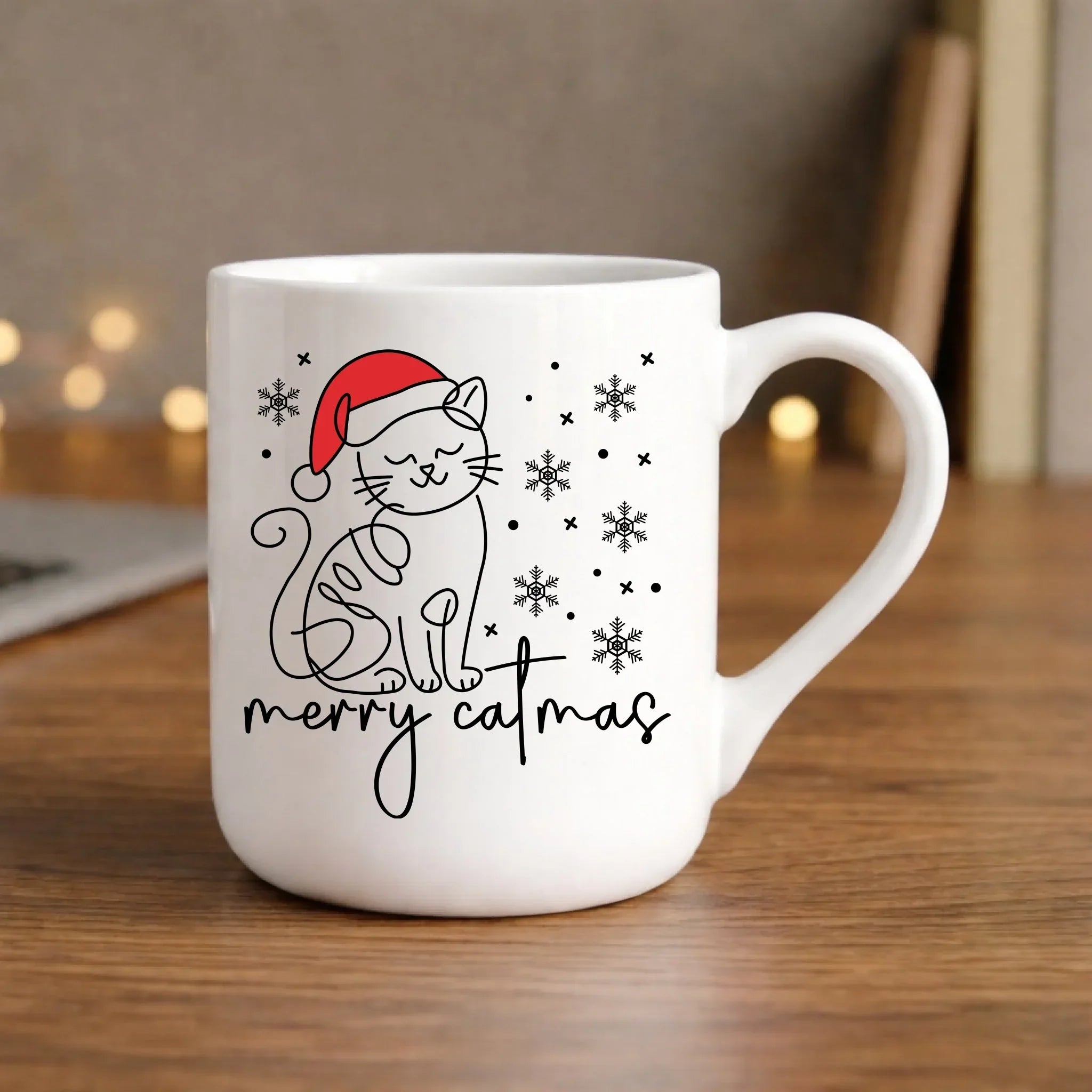 Kubek elegant świąteczny - prezent dla kociary - Merry catmas BN151 - StoryCups.pl