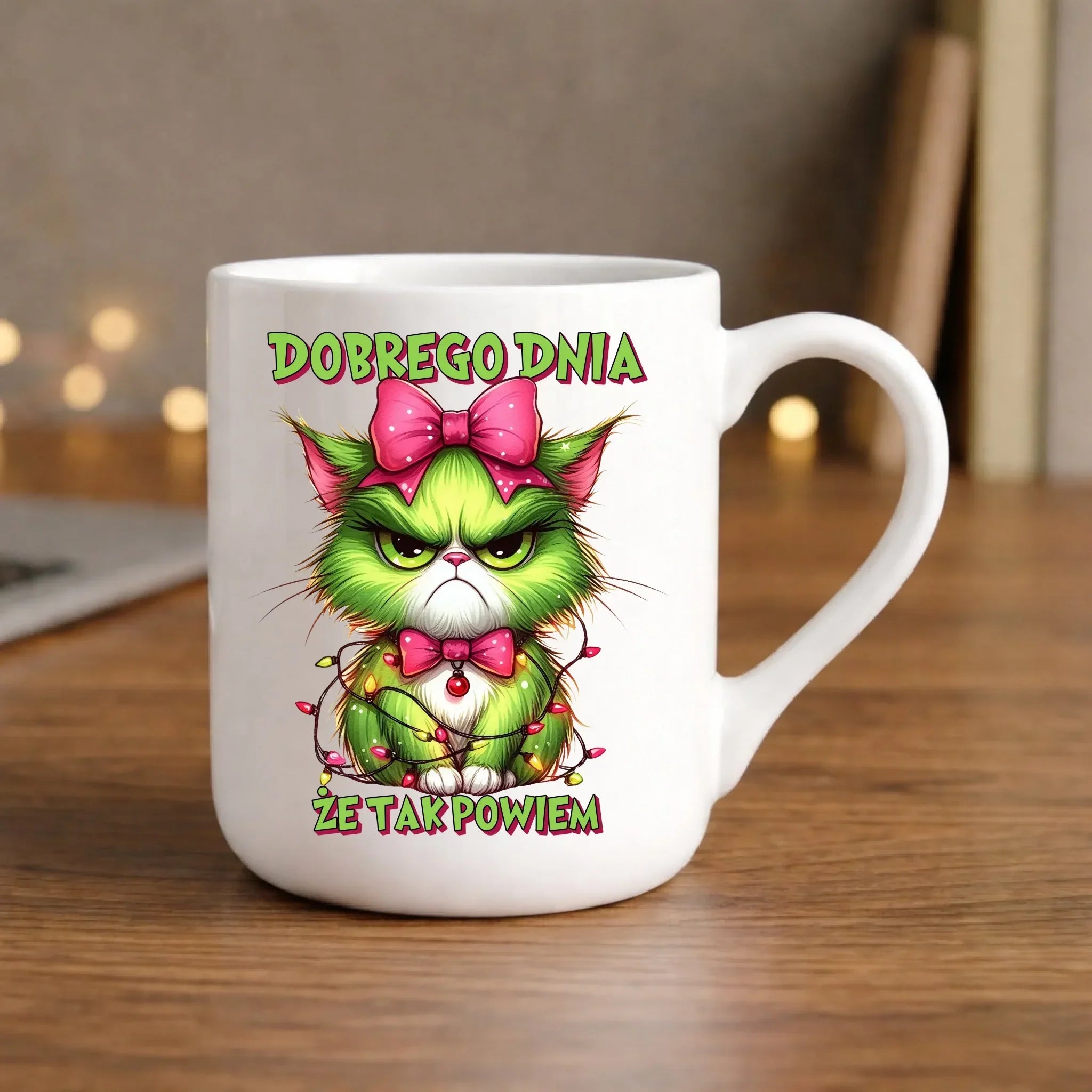 Kubek elegant świąteczny - prezent dla niej - Grinch dobrego dnia, że tak powiem BN153 - StoryCups.pl