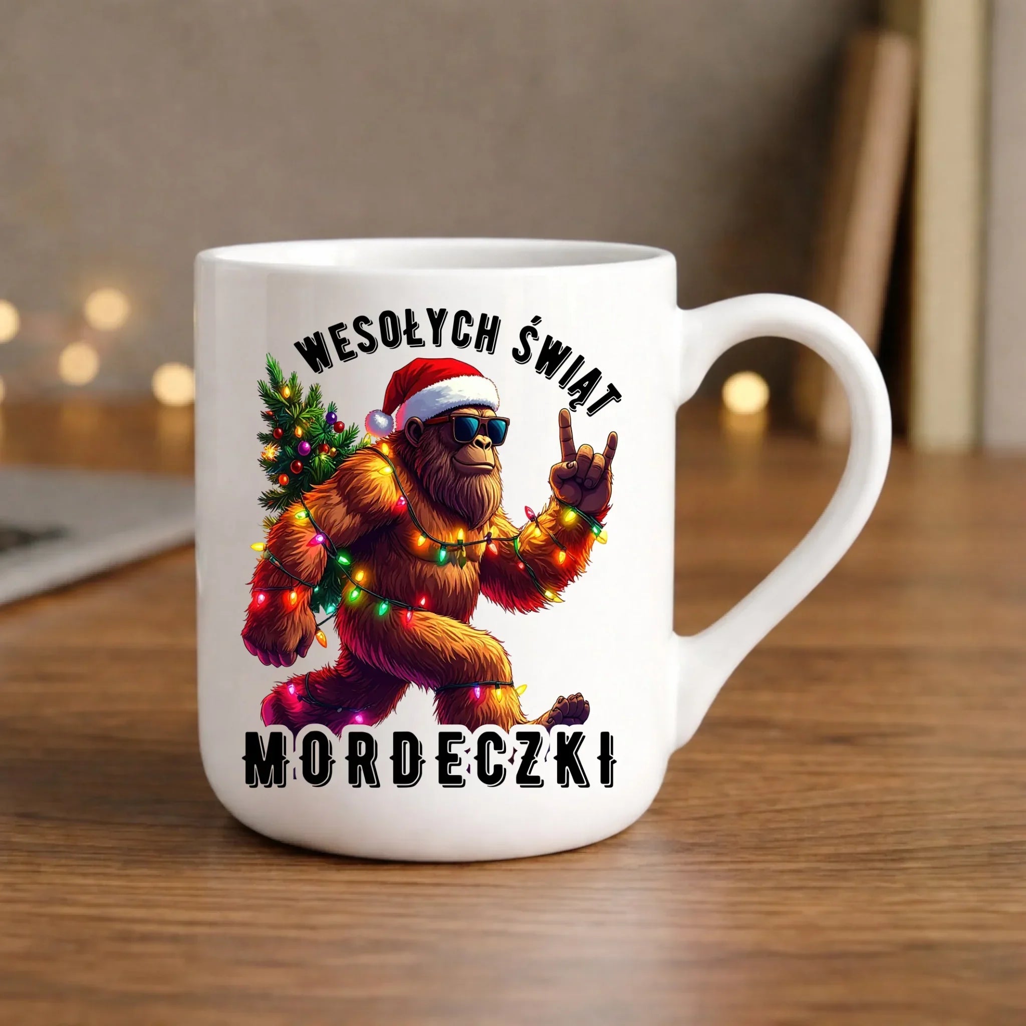 Kubek elegant świąteczny - prezent na święta - Yeti Wesołych Świąt mordeczki BN152 - StoryCups.pl