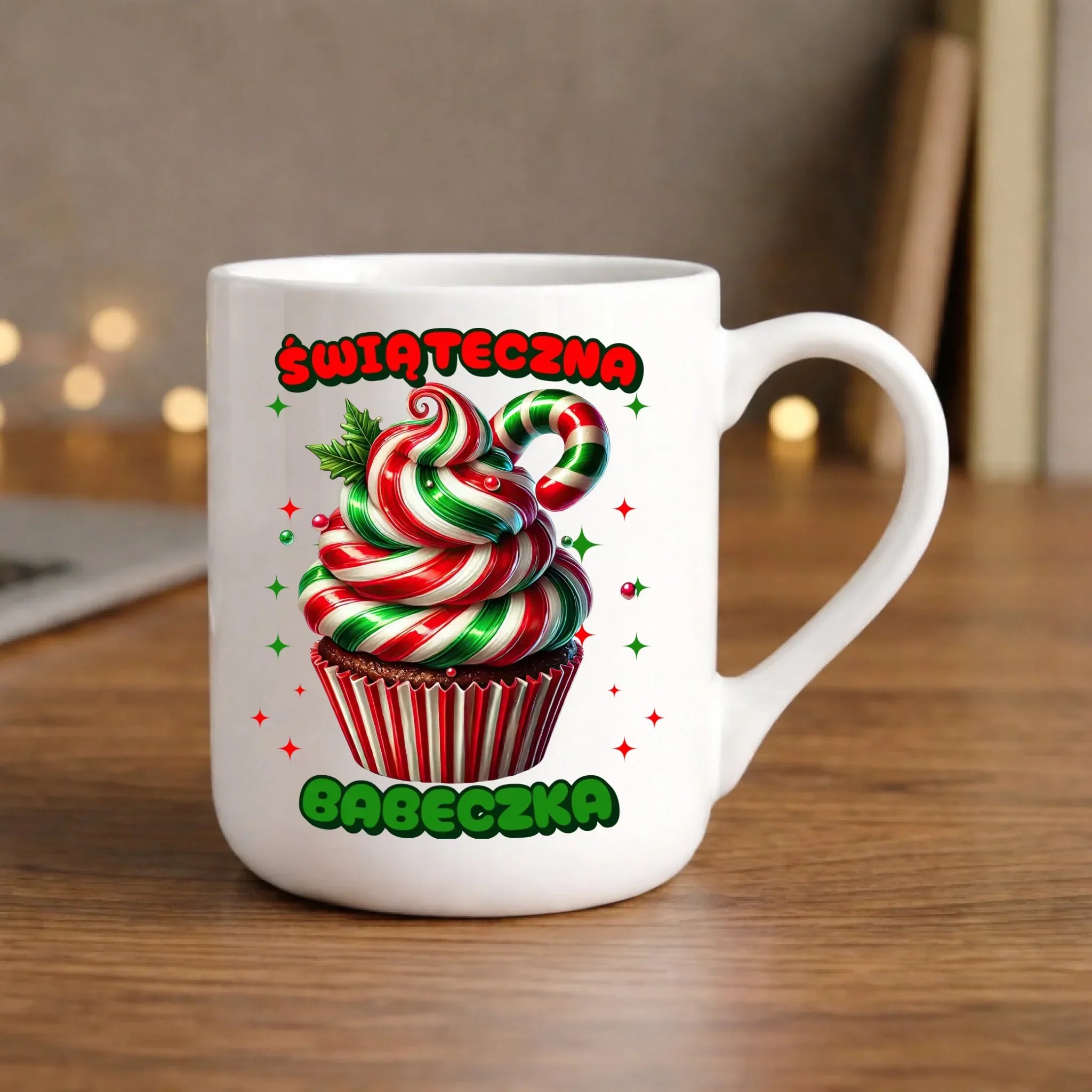 Kubek elegant świąteczny - prezent dla niej na święta Świąteczna babeczka BN155 - StoryCups.pl