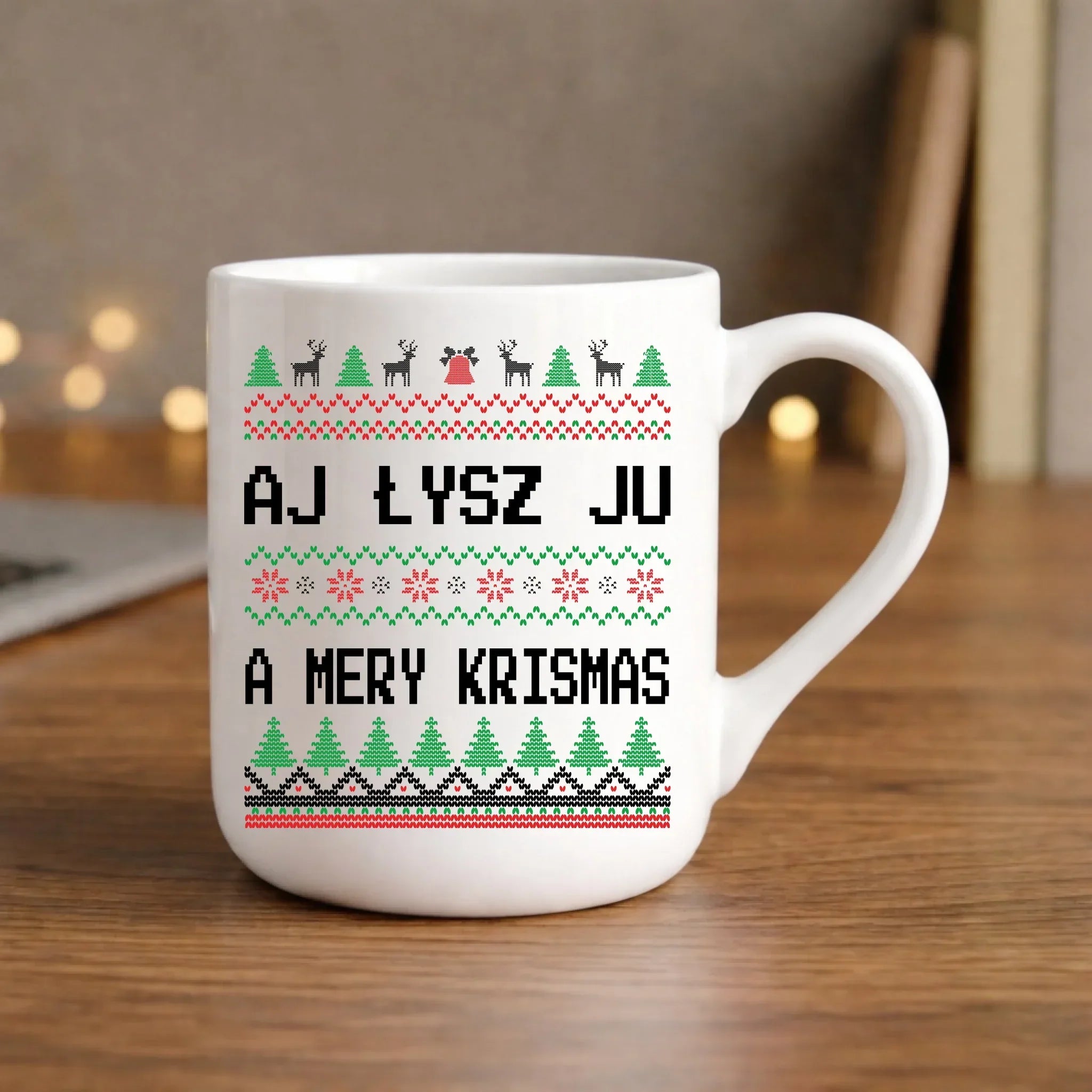 Kubek elegant świąteczny - Aj łysz ju a mery krismas BN12 - StoryCups.pl