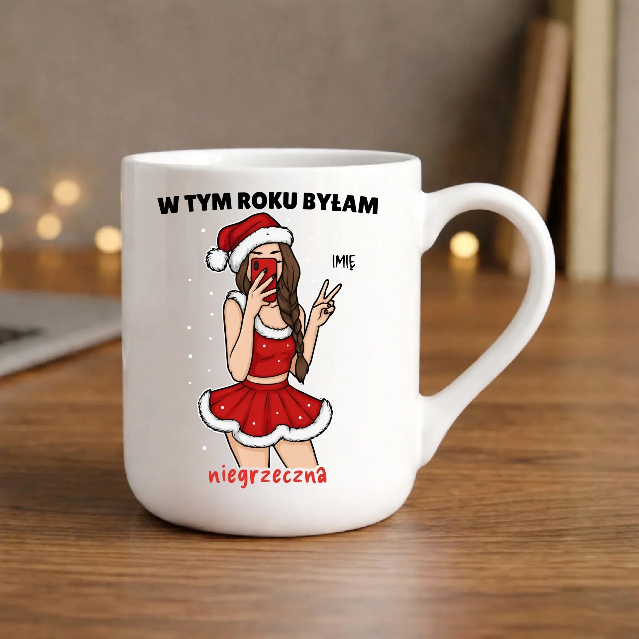 Kubek elegant świąteczny - W tym toku byłam niegrzeczna - personalizowany BN21 - StoryCups.pl