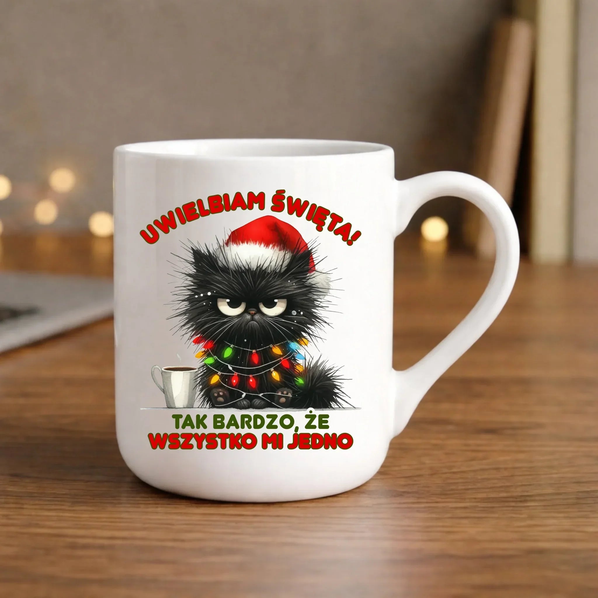 Kubek elegant świąteczny - Kot Maruda Wszystko mi jedno BN35 - StoryCups.pl