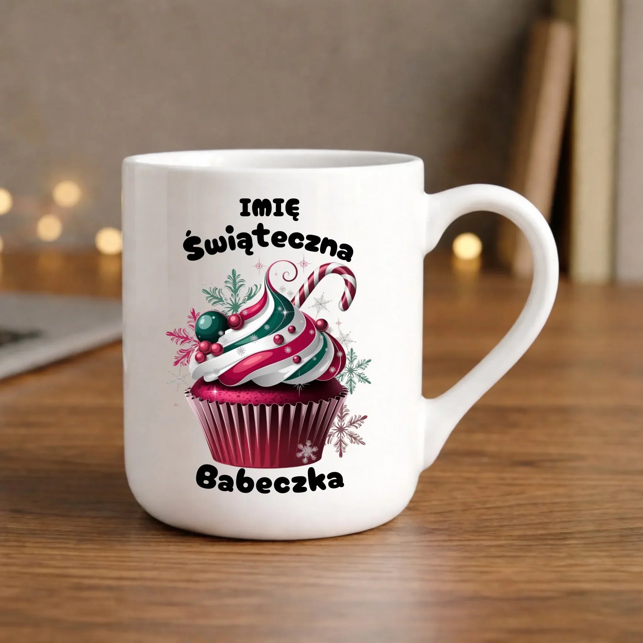 Kubek elegant na święta - Świąteczna babeczka - personalizowany BN30 - StoryCups.pl