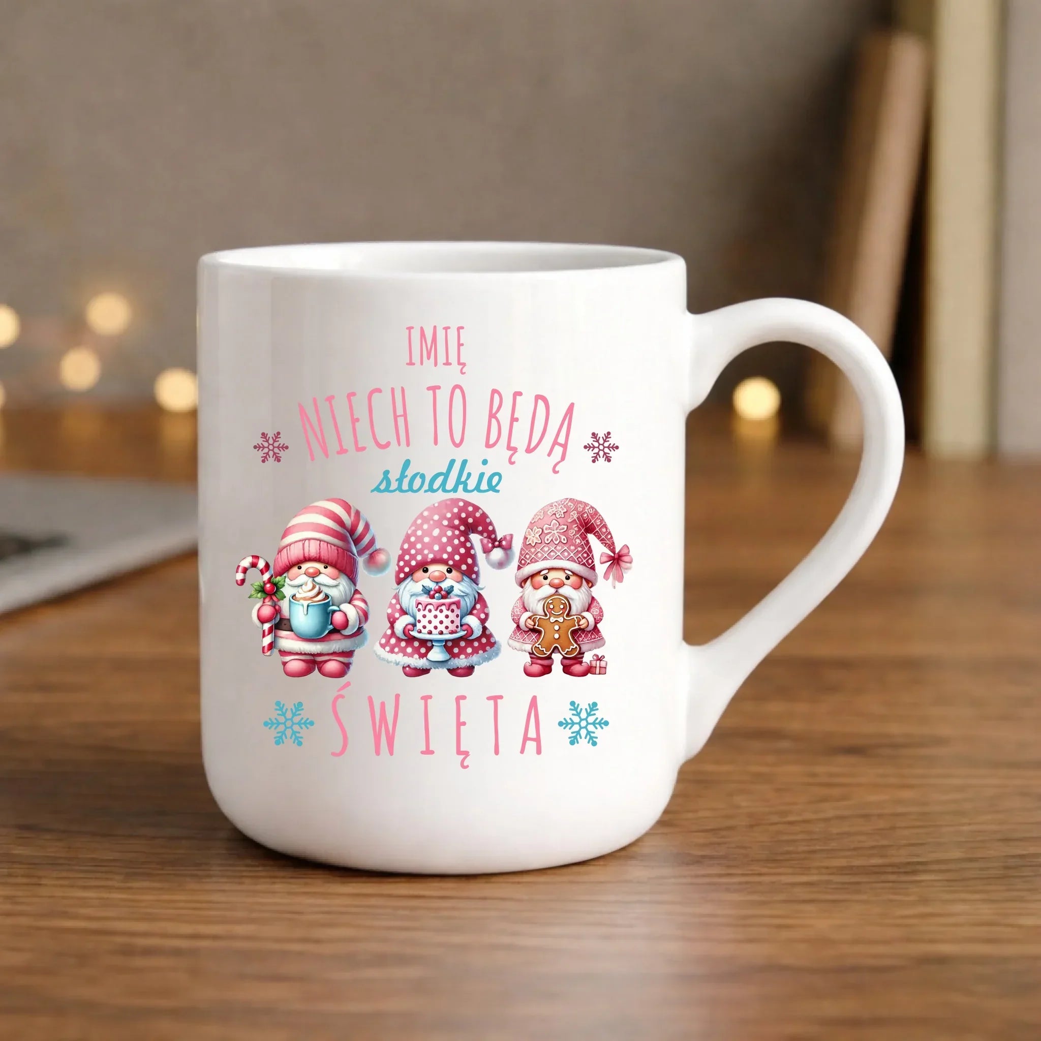 Kubek elegant świąteczny - Skrzaty Słodkie Święta - personalizowany BN57 - StoryCups.pl