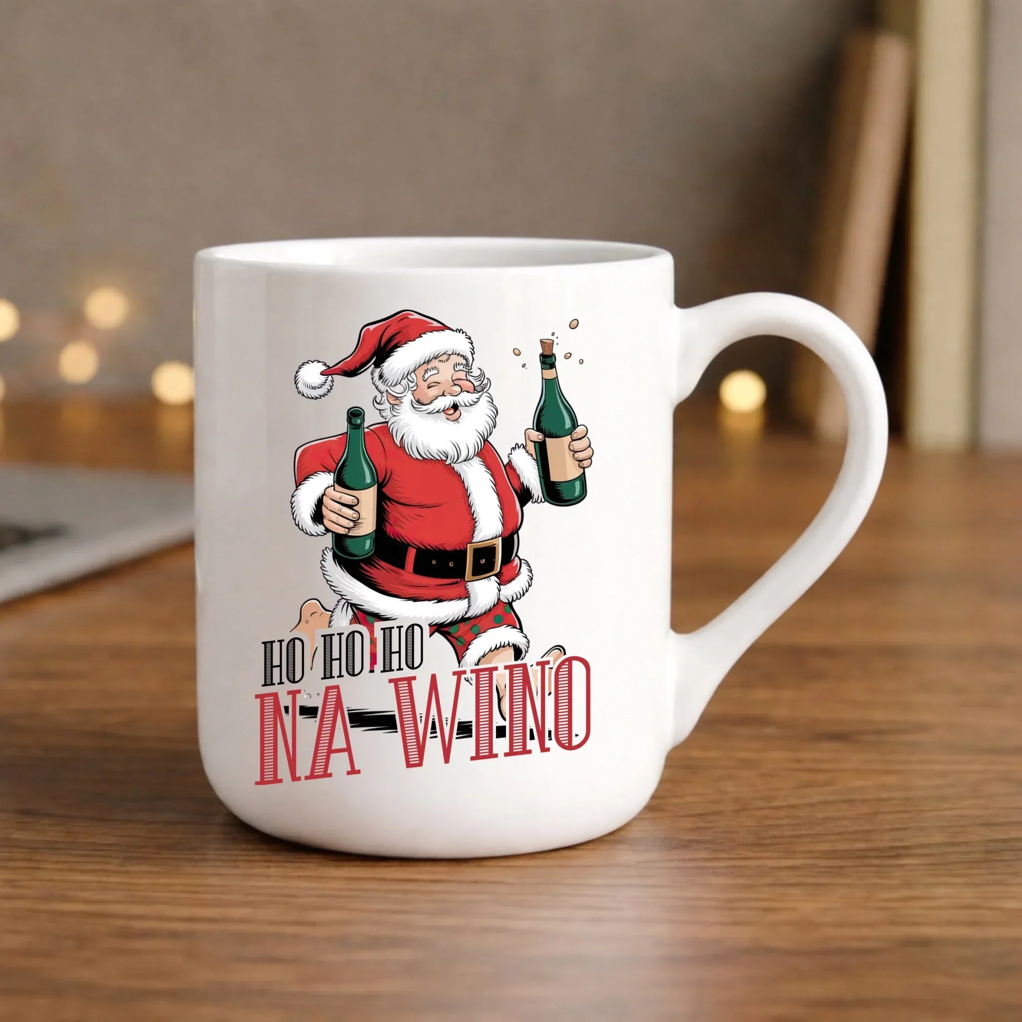 Kubek elegant świąteczny - Mikołaj Ho ho ho na wino BN61 - StoryCups.pl