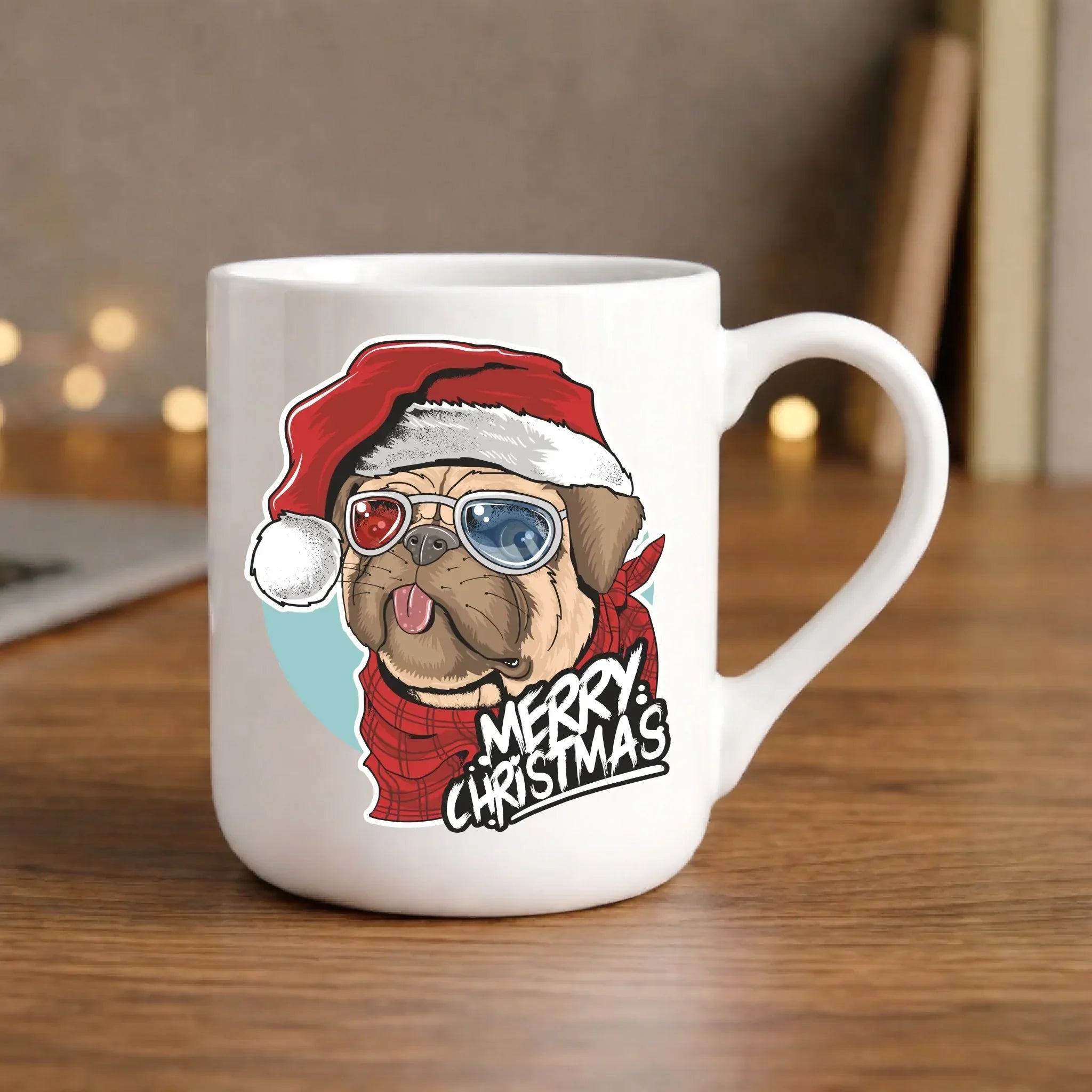 Kubek elegant świąteczny - Mops Merry Christmas BN62 - StoryCups.pl