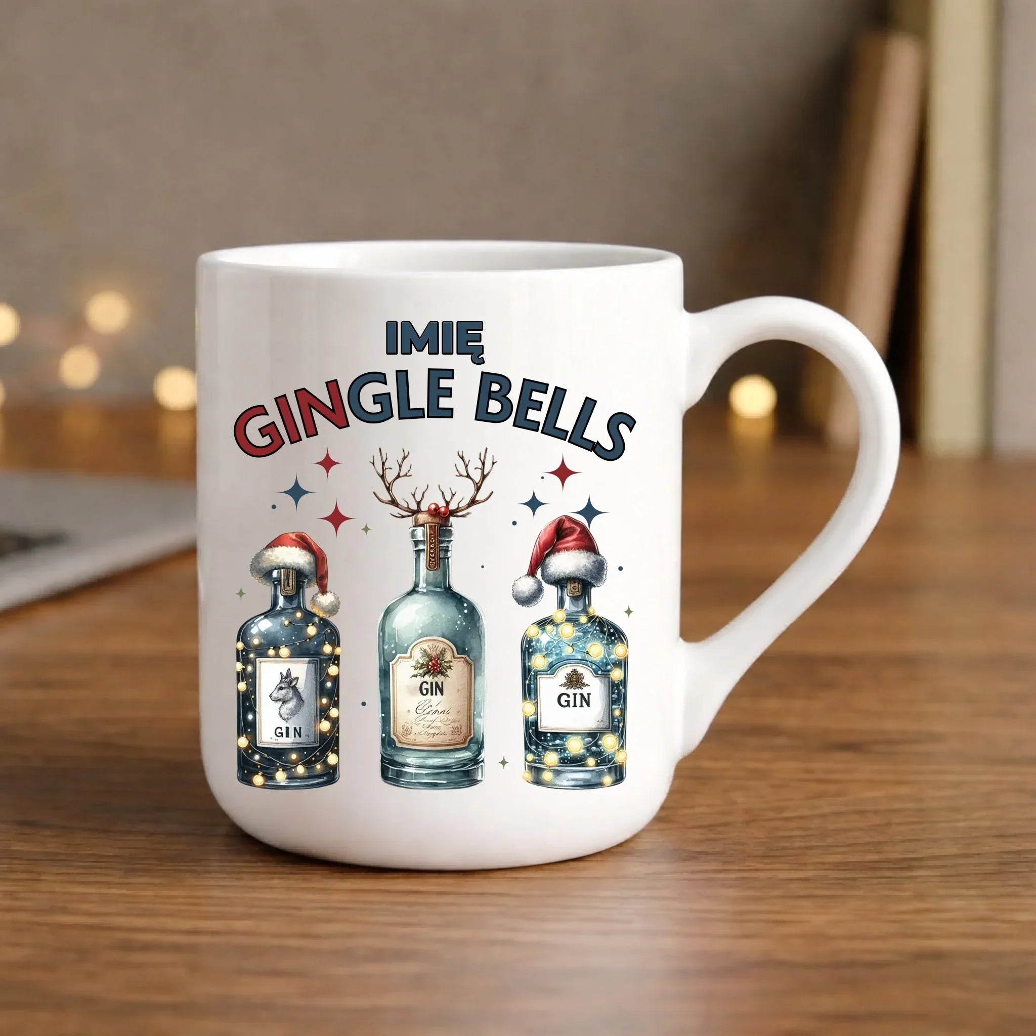 Kubek elegant świąteczny - Gin Gingle bells - personalizowany BN68 - StoryCups.pl