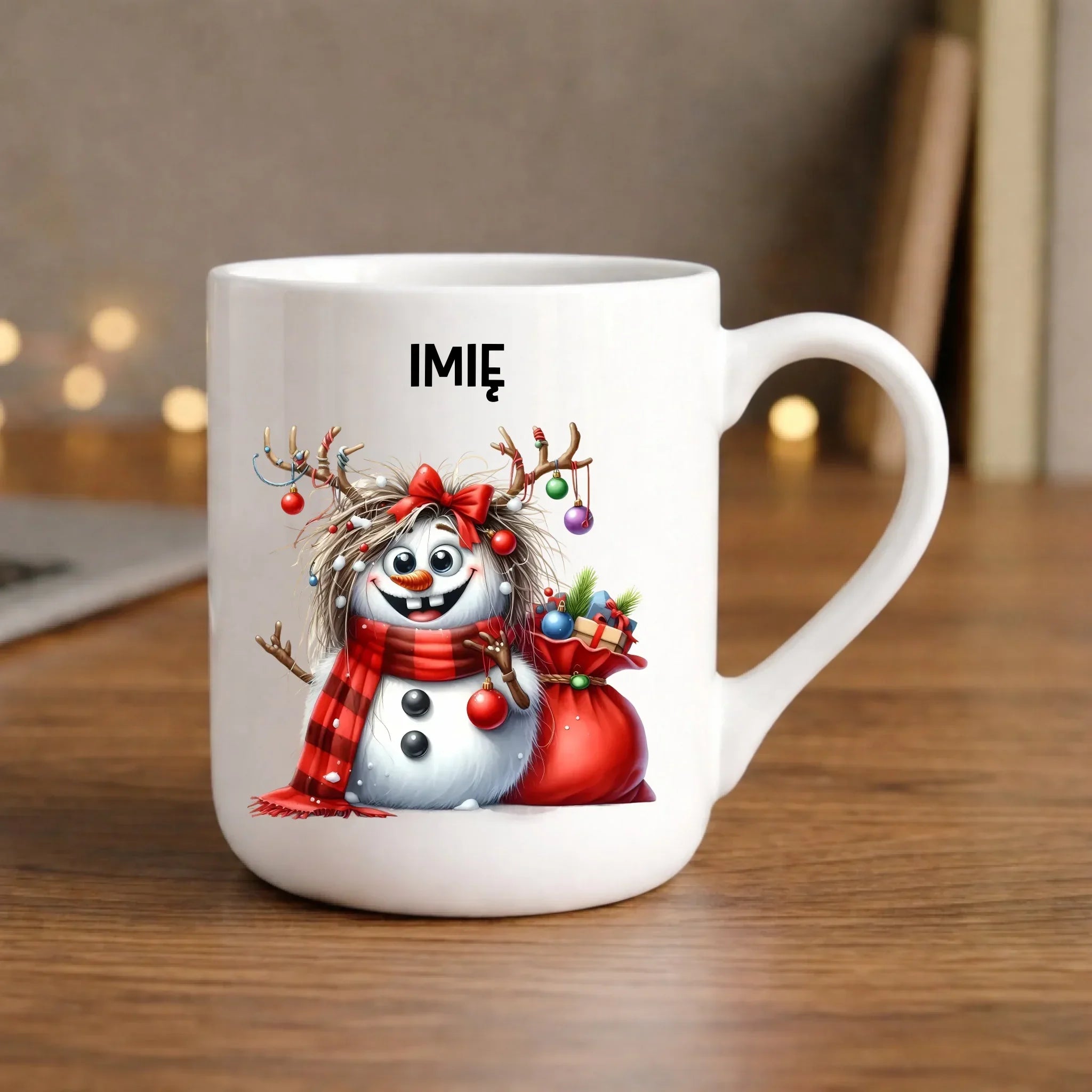 Kubek elegant świąteczny - Bałwanek - personalizowany BN70 - StoryCups.pl