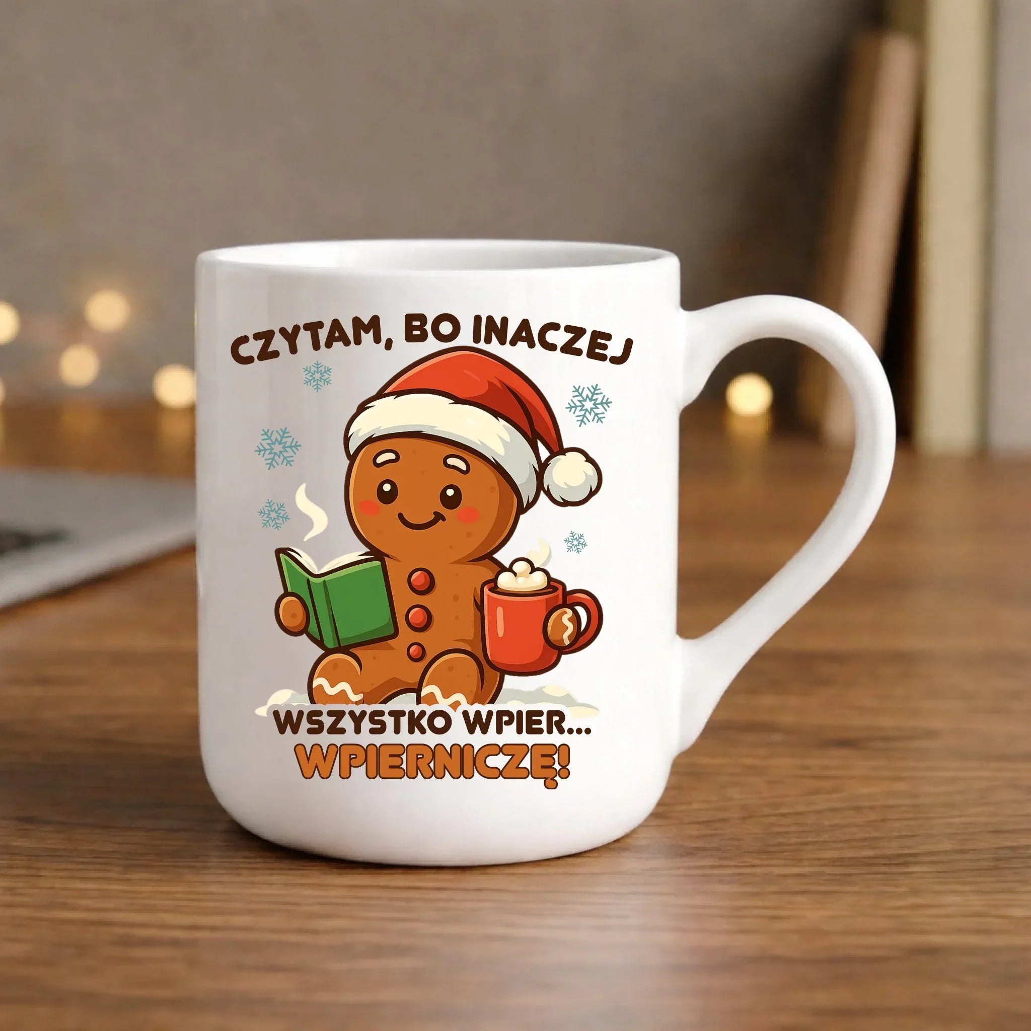 Kubek elegant świąteczny - Czytam, bo inaczej wszystko wpier... wpierniczę BN79 - StoryCups.pl