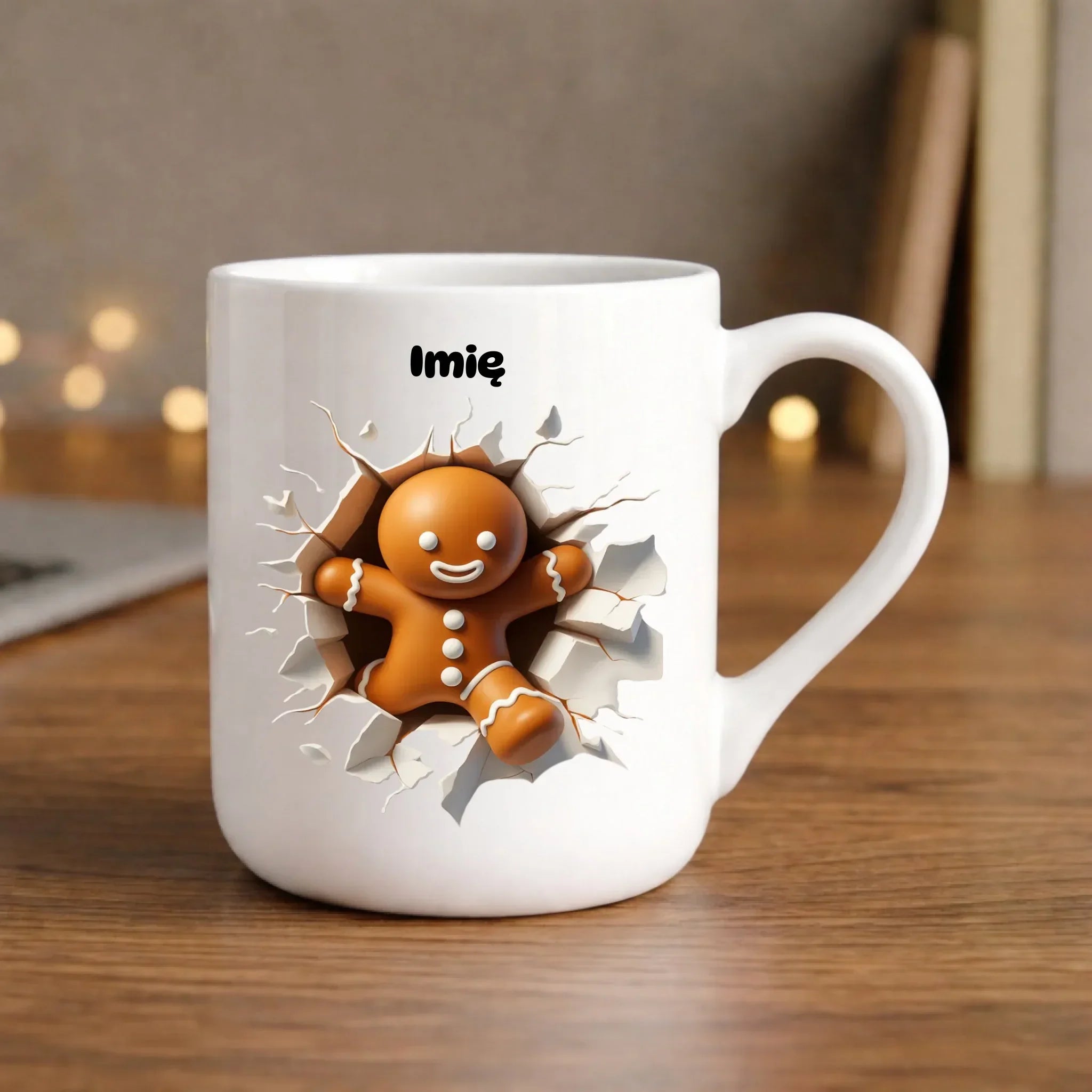 Kubek elegant świąteczny - Pierniczek 3D - personalizowany BN81 - StoryCups.pl