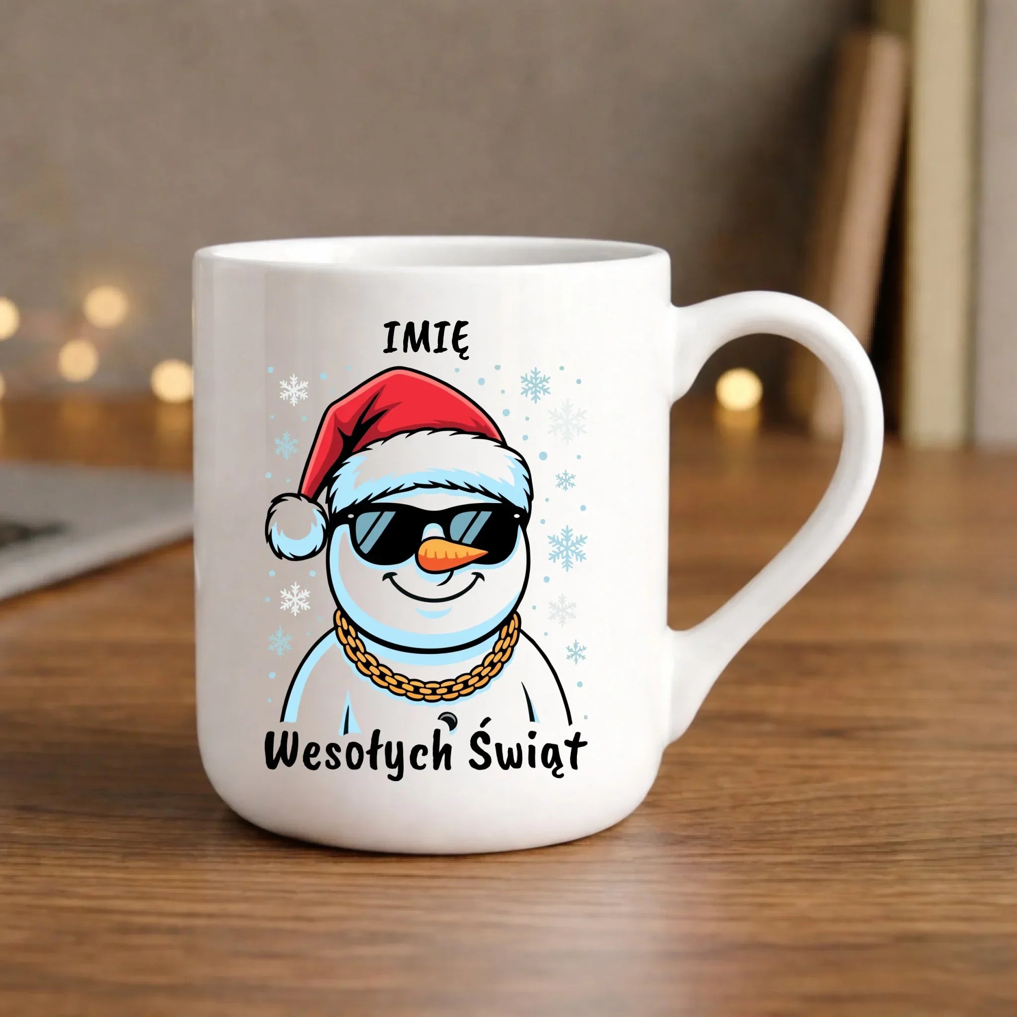 Kubek elegant świąteczny - Wesoły bałwan Wesołych Świąt - personalizowany BN82 - StoryCups.pl