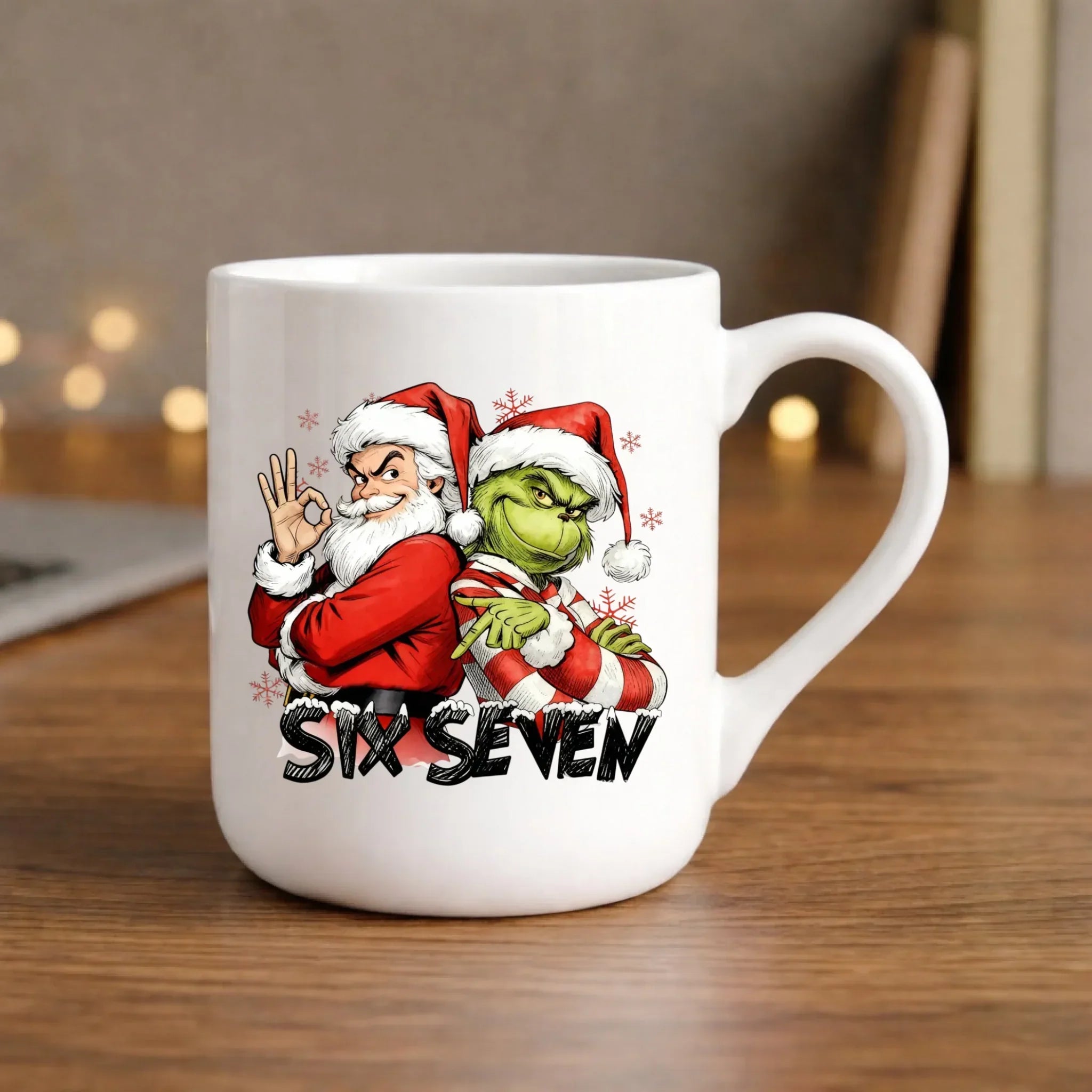 Kubek elegant świąteczny - Mikołaj i Grinch six seven 67 BN148 - StoryCups.pl