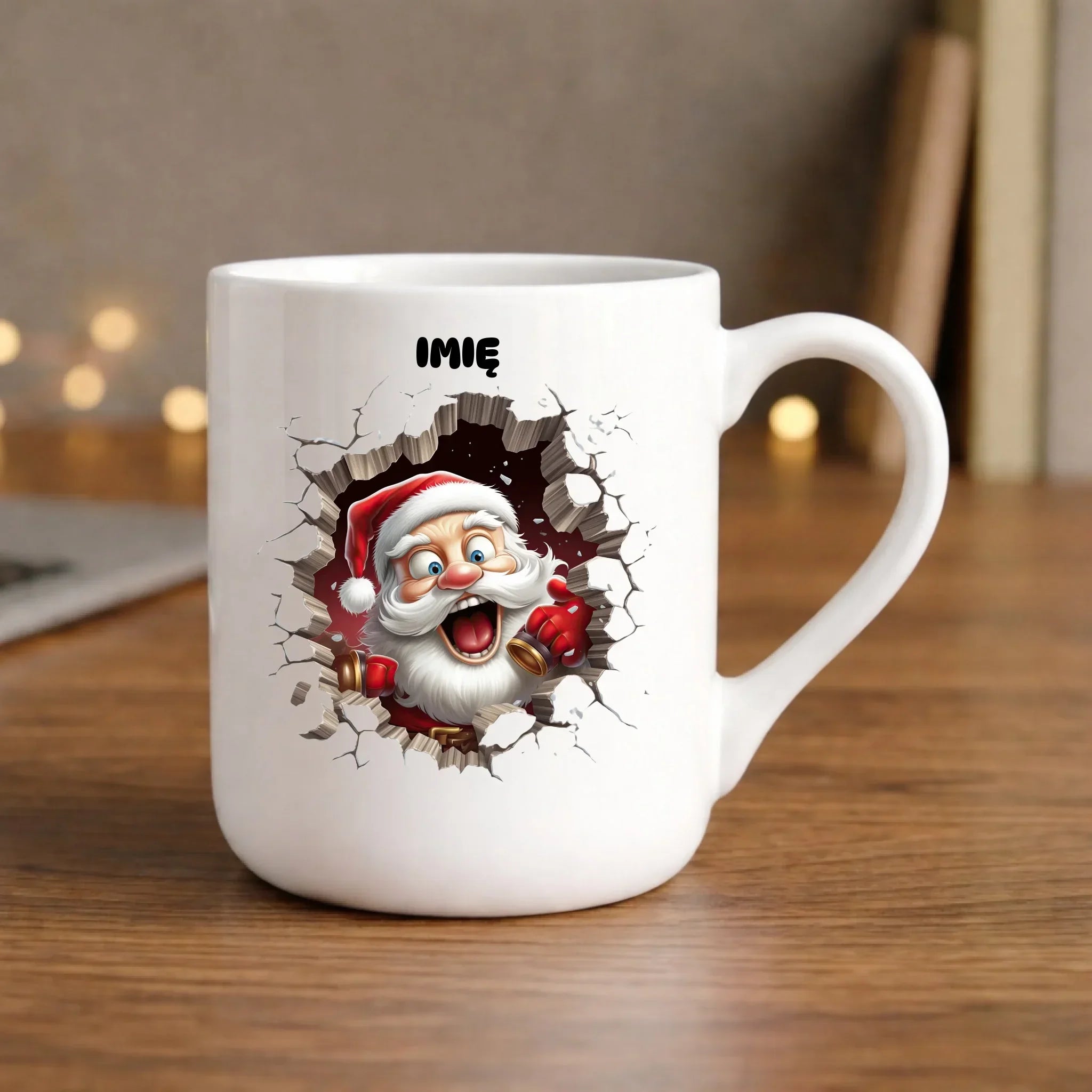 Kubek elegant świąteczny - Mikołaj 3D - personalizowany BN85 - StoryCups.pl