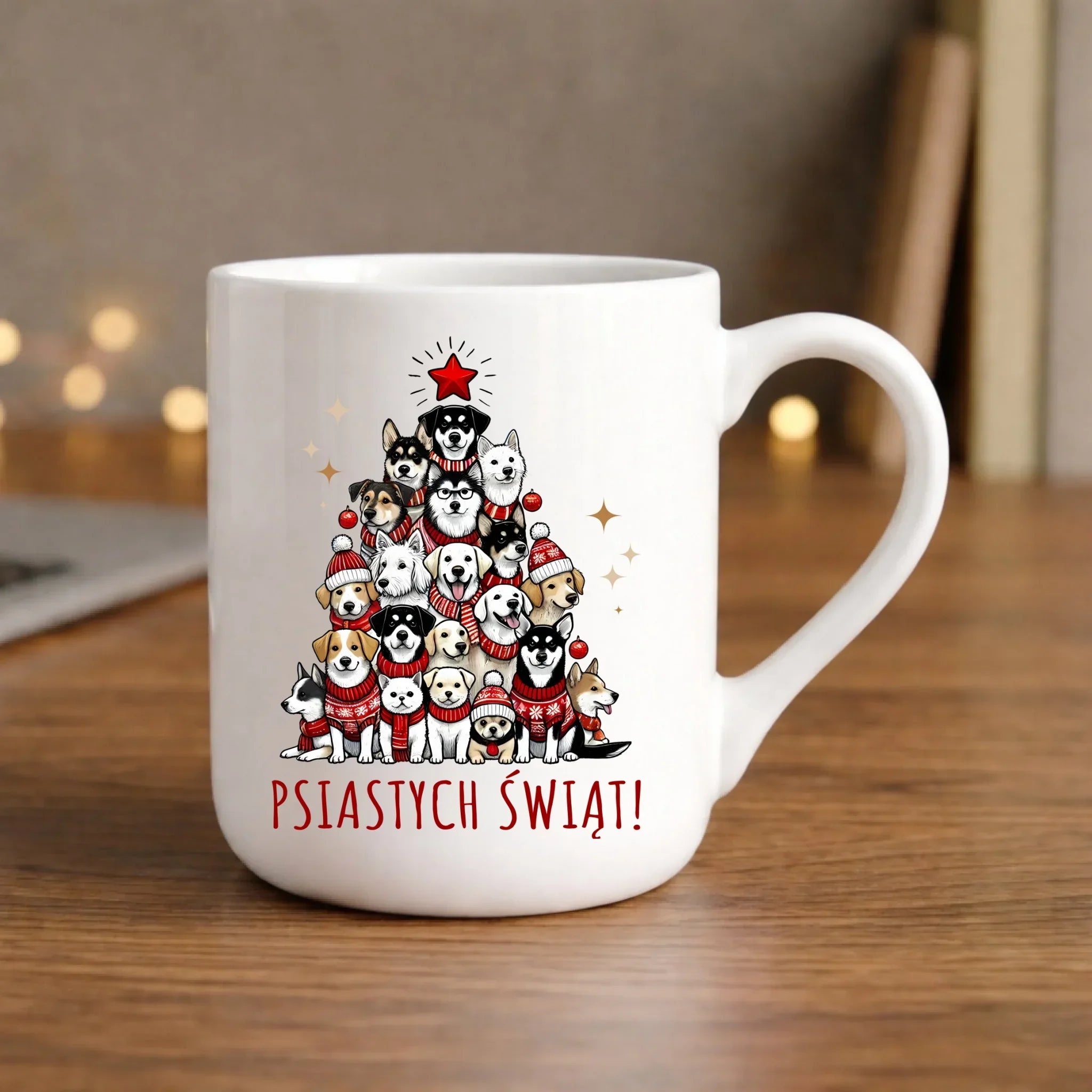 Kubek elegant świąteczny - Psia choinka Psiastych Świąt BN90 - StoryCups.pl