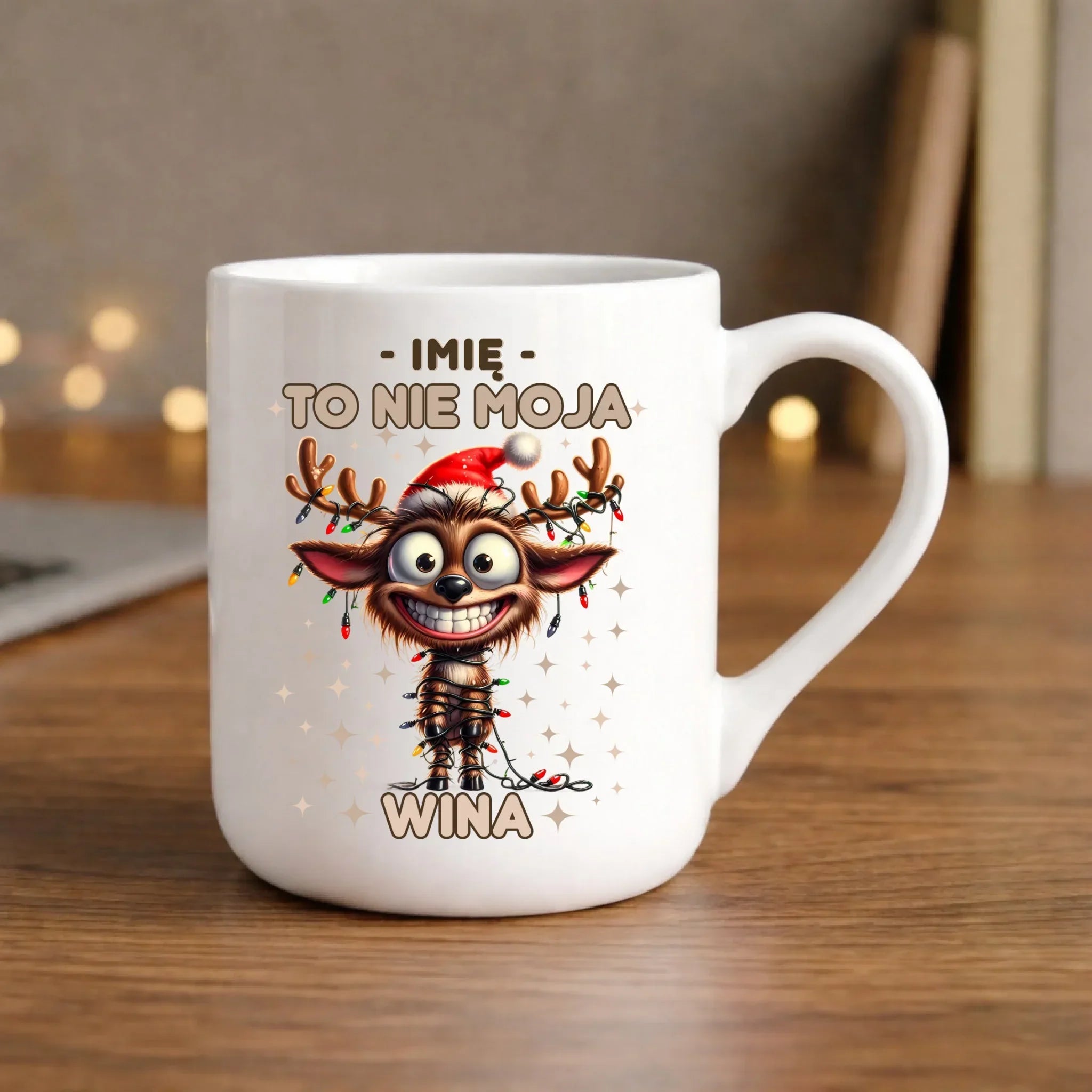 Kubek elegant świąteczny - Renifer To nie moja wina - personalizowany BN93 - StoryCups.pl