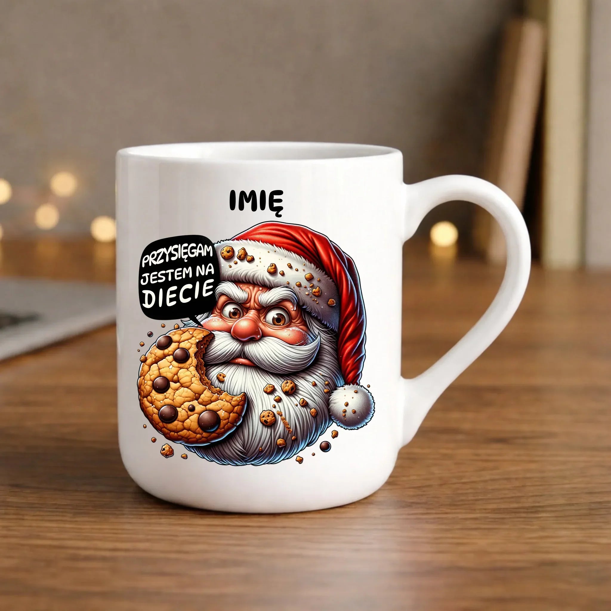 Kubek elegant świąteczny - Mikołaj Przysięgam jestem na diecie - personalizowany BN97 - StoryCups.pl