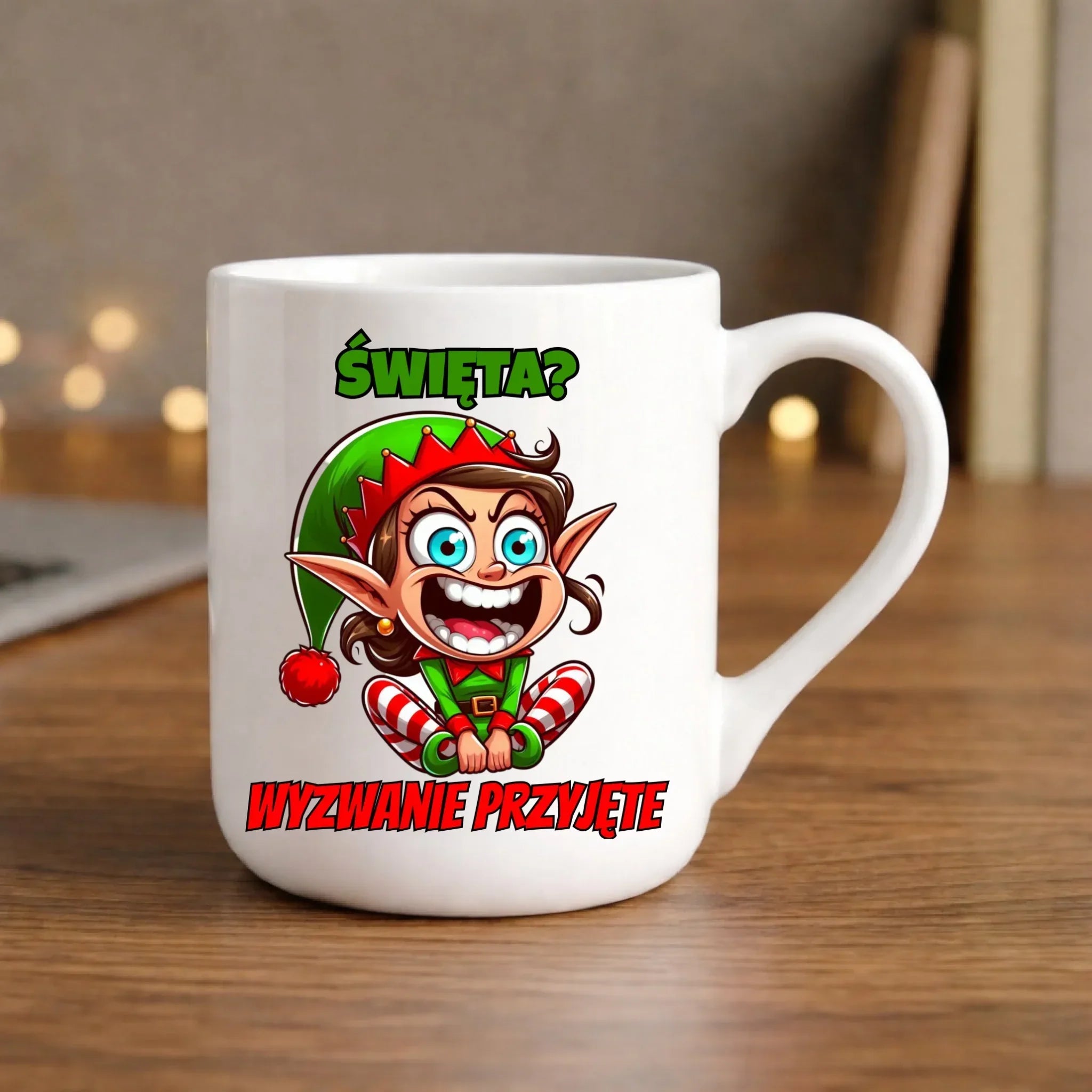 Kubek elegant świąteczny - Skrzat Wyzwanie przyjęte BN100 - StoryCups.pl