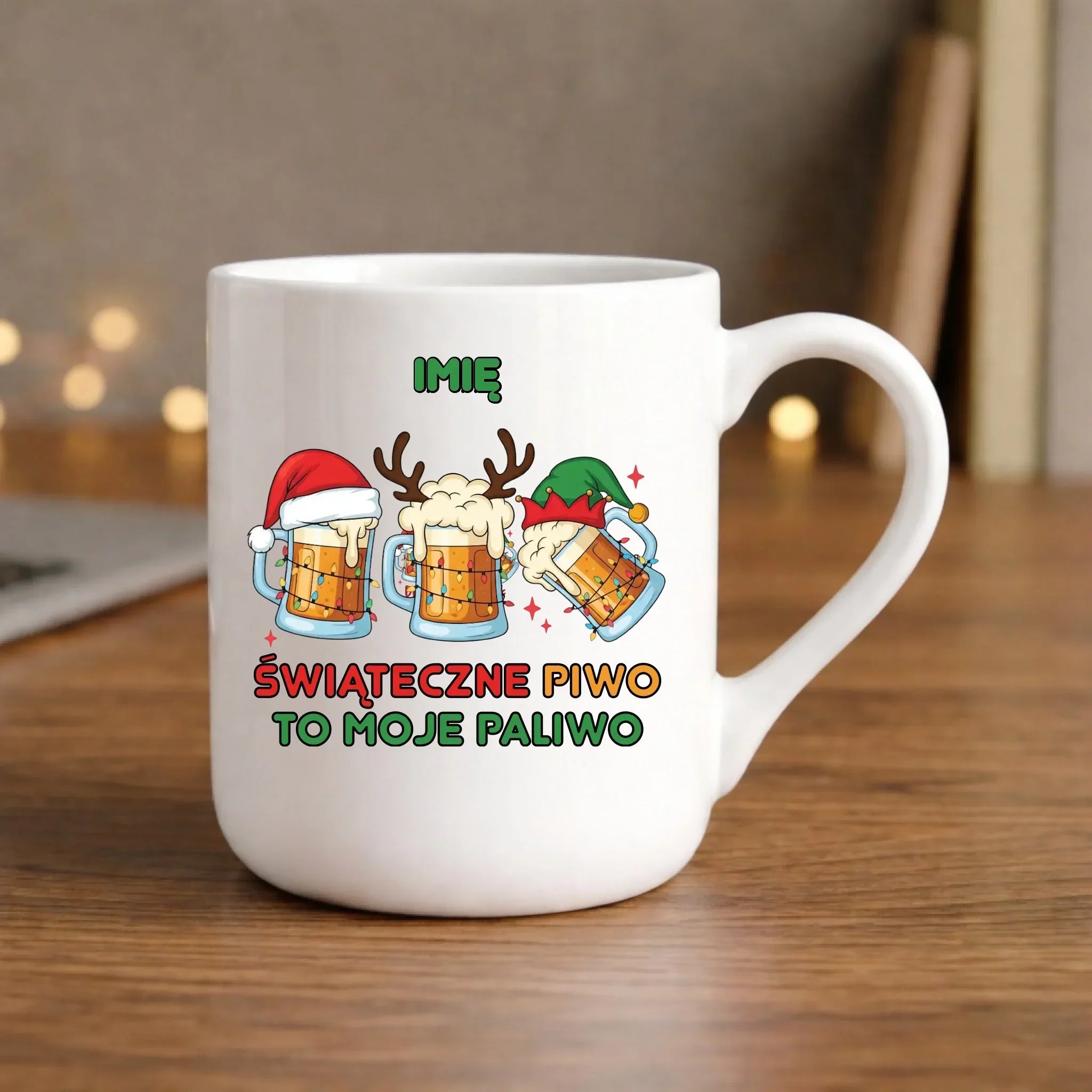 Kubek elegant świąteczny - Świąteczne piwo to moje paliwo - personalizowany BN119 - StoryCups.pl