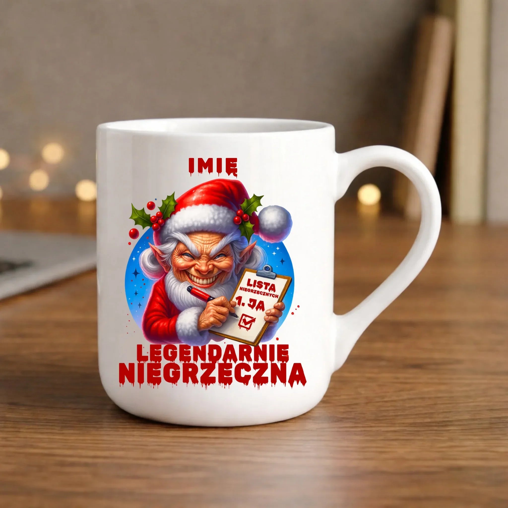 Kubek elegant świąteczny - Legendarnie niegrzeczna - personalizowany BN122 - StoryCups.pl