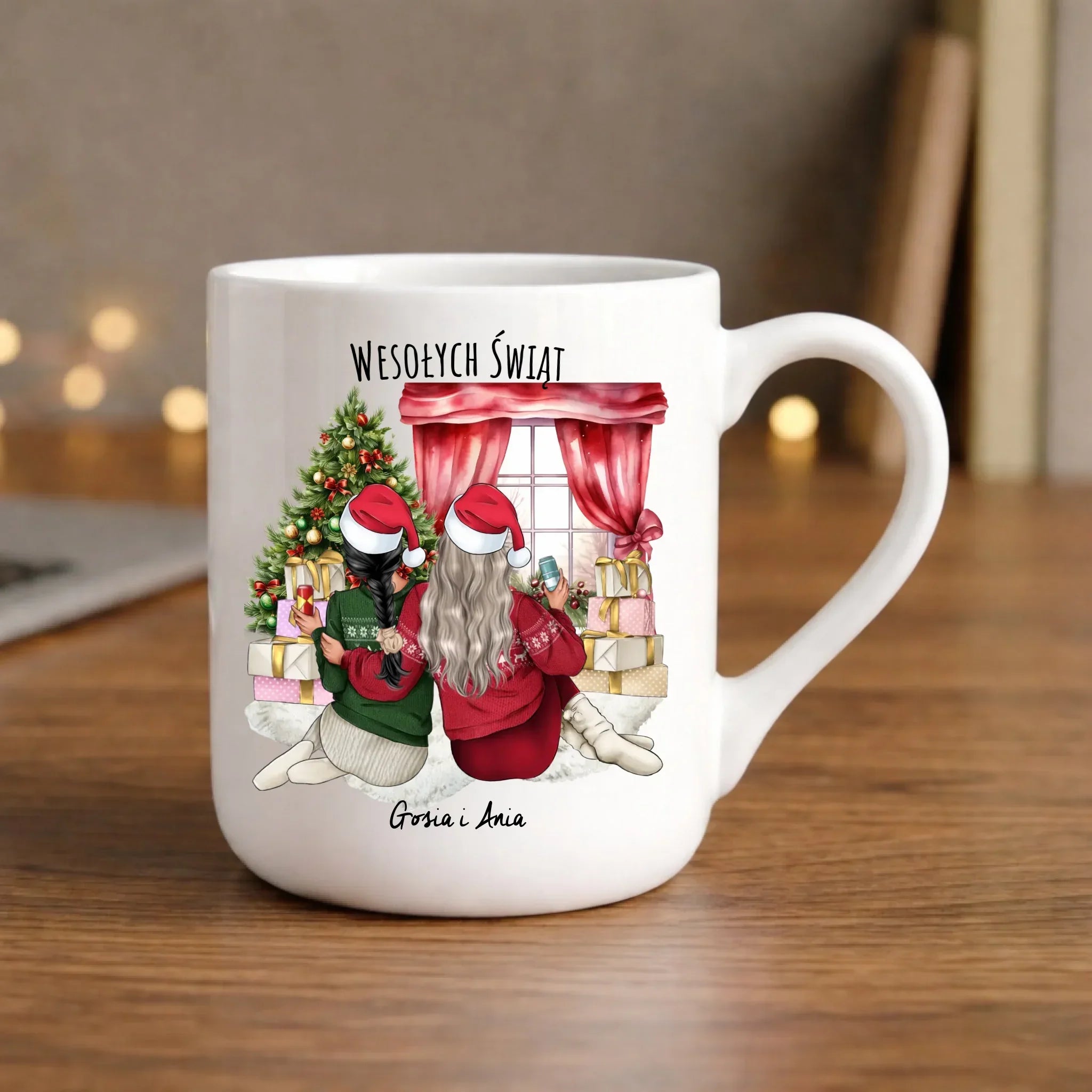 Kubek elegant świąteczny - prezent dla przyjaciółki - 2-4 przyjaciółek - personalizowany PR06 - StoryCups.pl