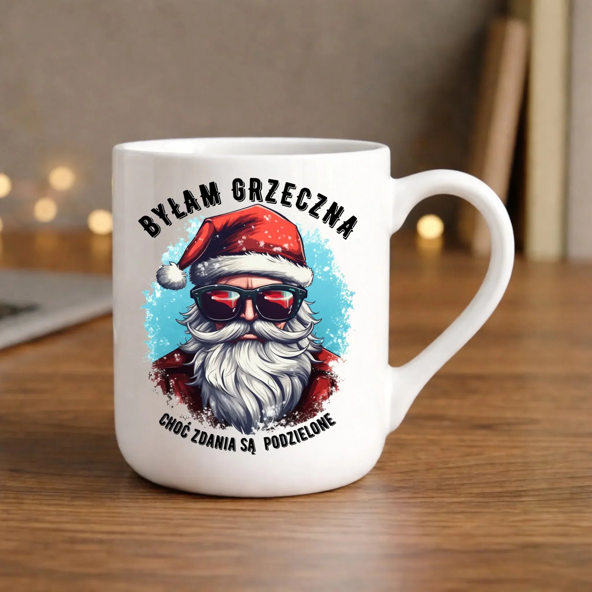 Kubek elegant świąteczny z Mikołajem - Byłam grzeczna, choć zdania są podzielone BN138 - StoryCups.pl