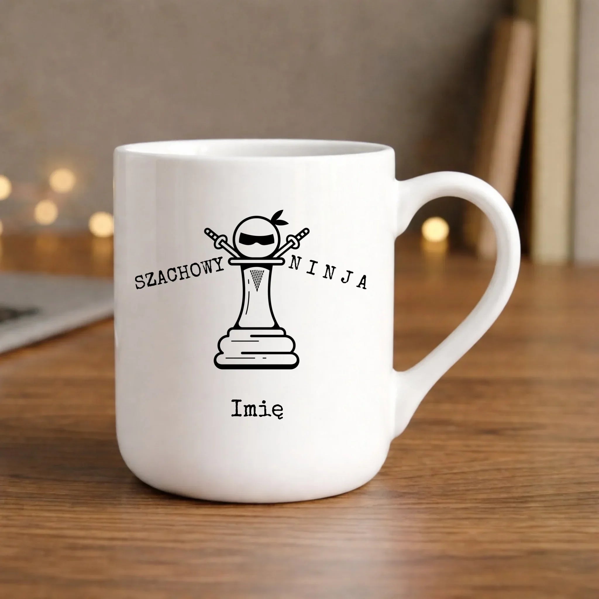 Kubek elegant dla szachisty - Szachowy ninja - personalizowany HSZ01 - StoryCups.pl