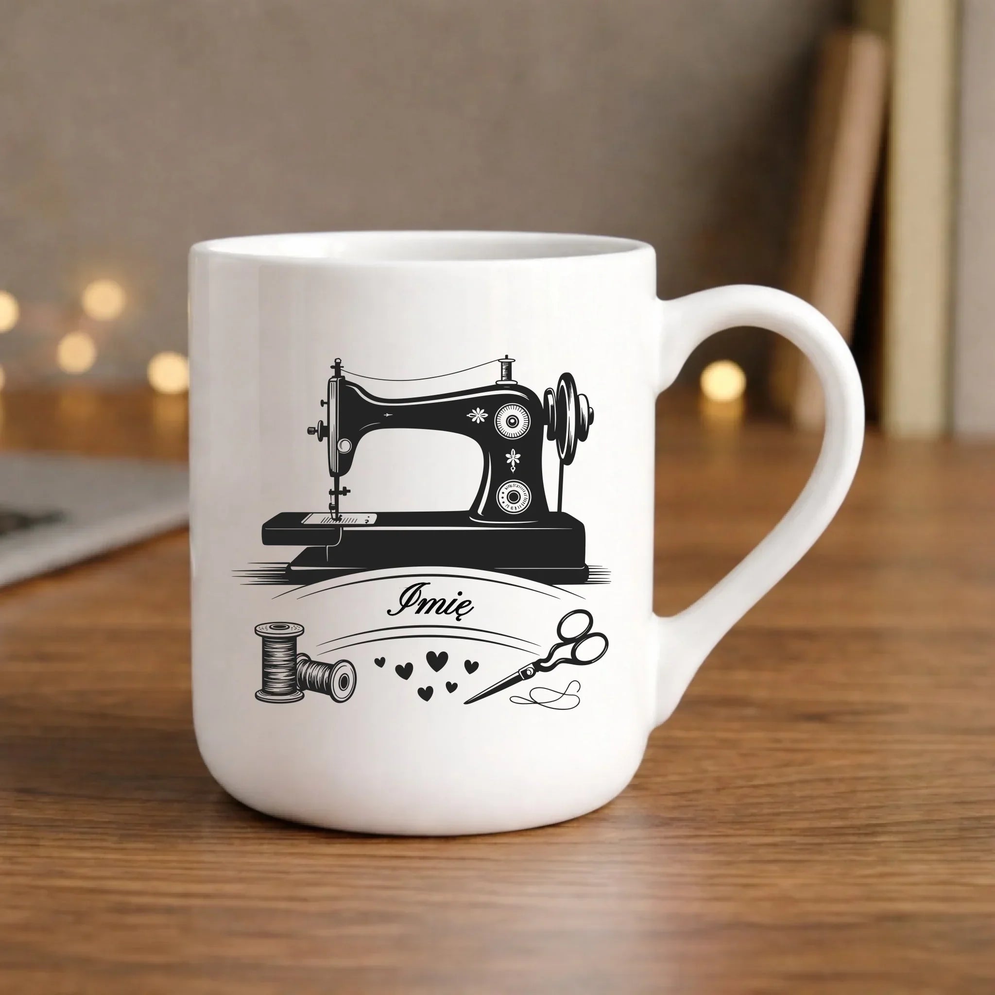 Kubek elegant szyciowy dla krawcowej - Maszyna vintage- personalizowany HS34 - StoryCups.pl