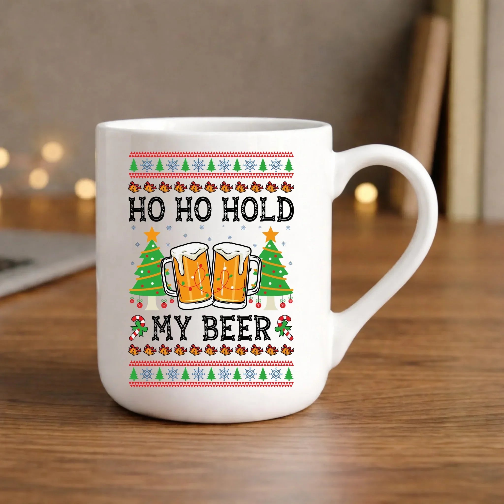 Kubek elegant świąteczny - Ho ho hold my beer BN131 - StoryCups.pl