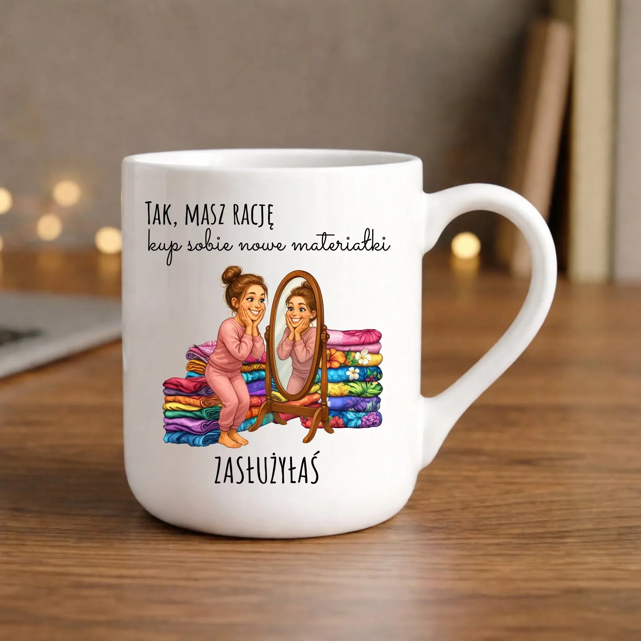 Kubek elegant szyciowy dla krawcowej - Kup sobie materiałki HS22 - StoryCups.pl