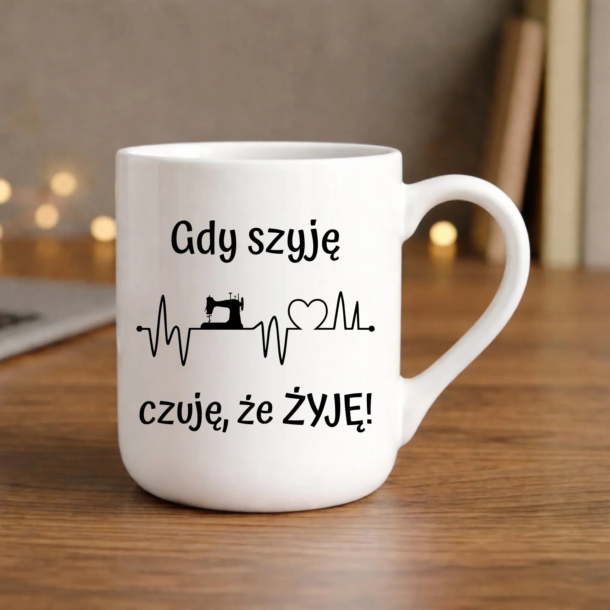 Kubek elegant szyciowy dla krawcowej - Gdy szyję czuję, że żyję HS12 - StoryCups.pl