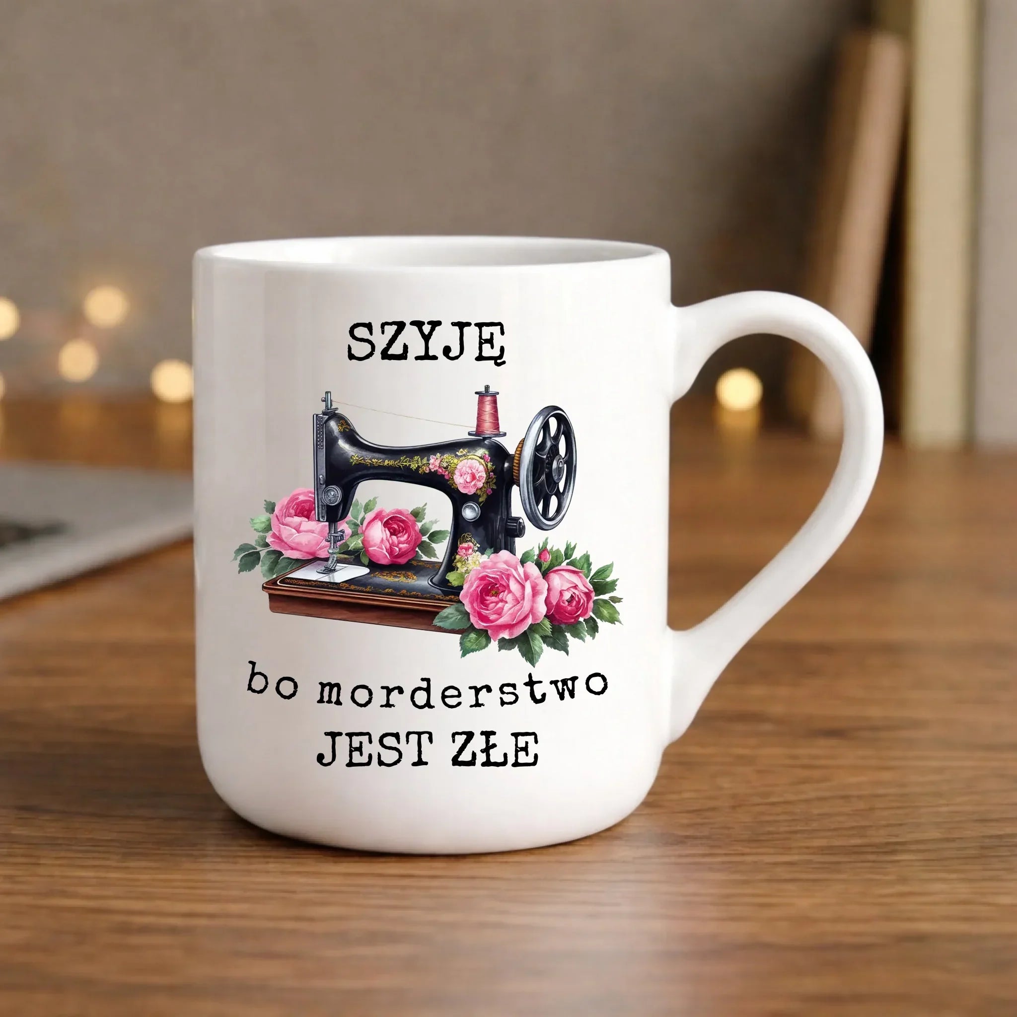 Kubek elegant szyciowy dla krawcowej - Szyję, bo morderstwo jest złe HS14 - StoryCups.pl