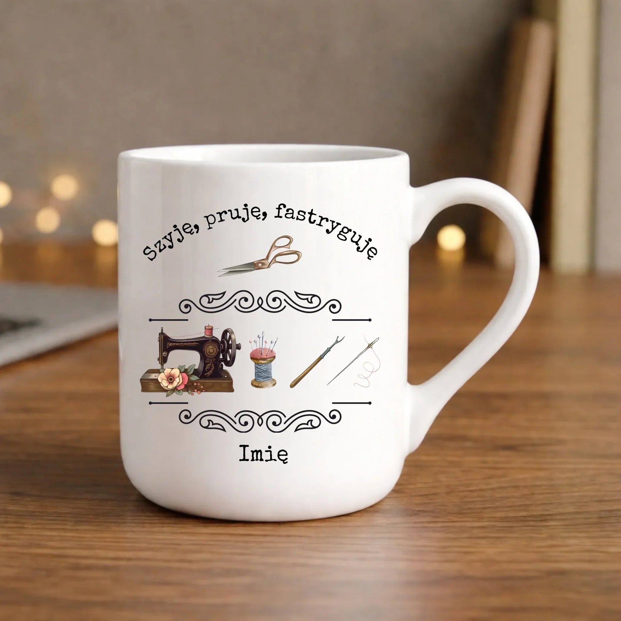 Kubek elegant szyciowy dla krawcowej - Szyję, pruję, fastryguję HS13 - StoryCups.pl