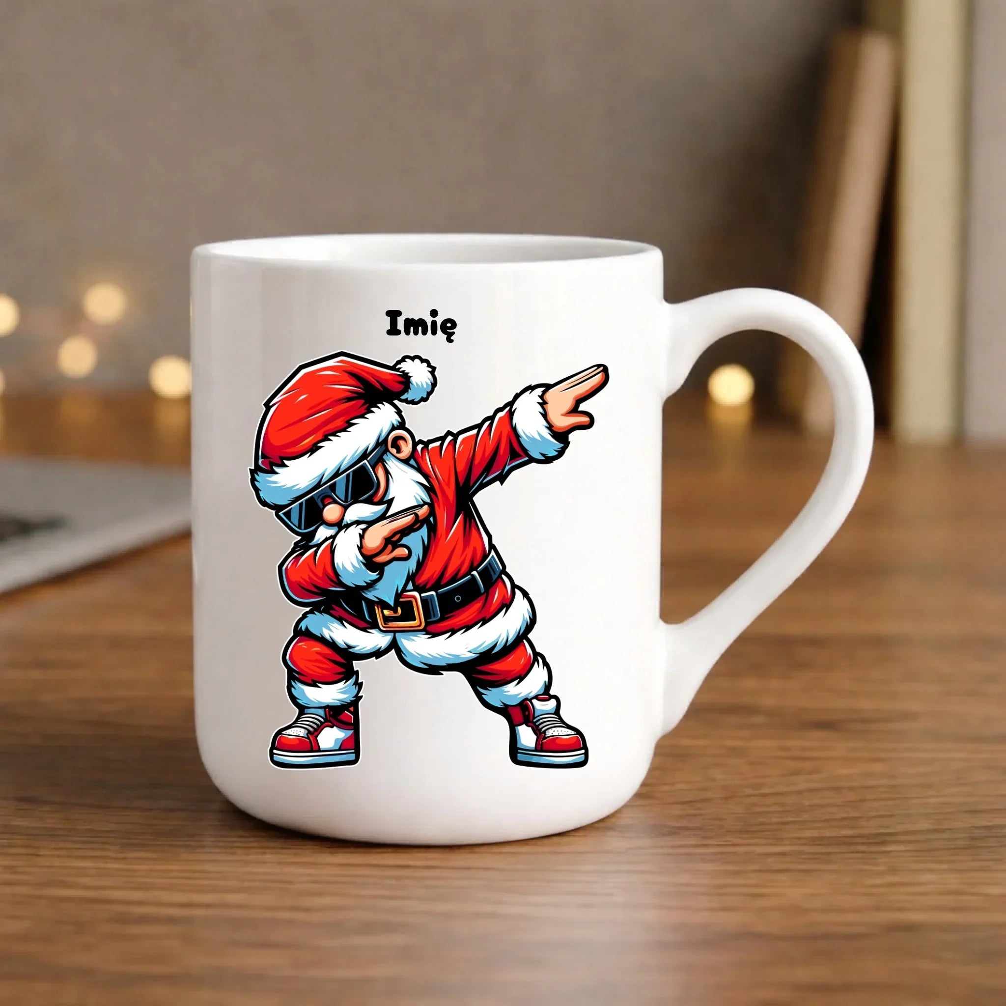 Kubek elegant świąteczny z Mikołajem - na Mikołajki - personalizowany BN136 - StoryCups.pl