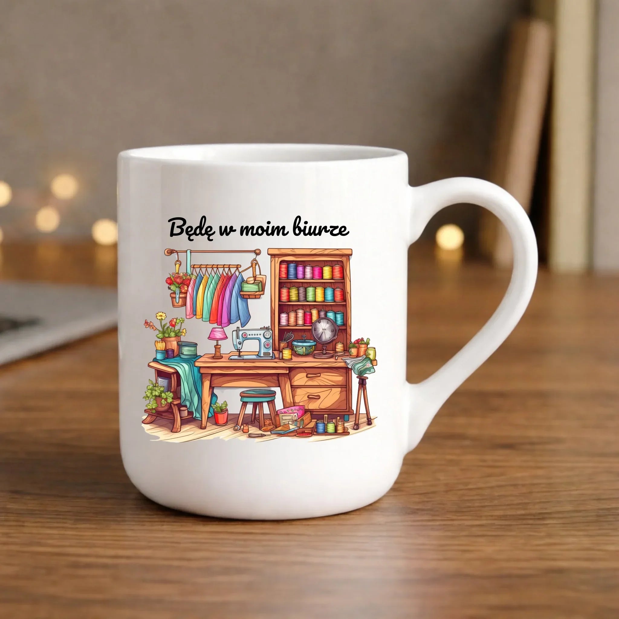 Kubek elegant szyciowy dla krawcowej - Będę w moim biurze HS07 - StoryCups.pl
