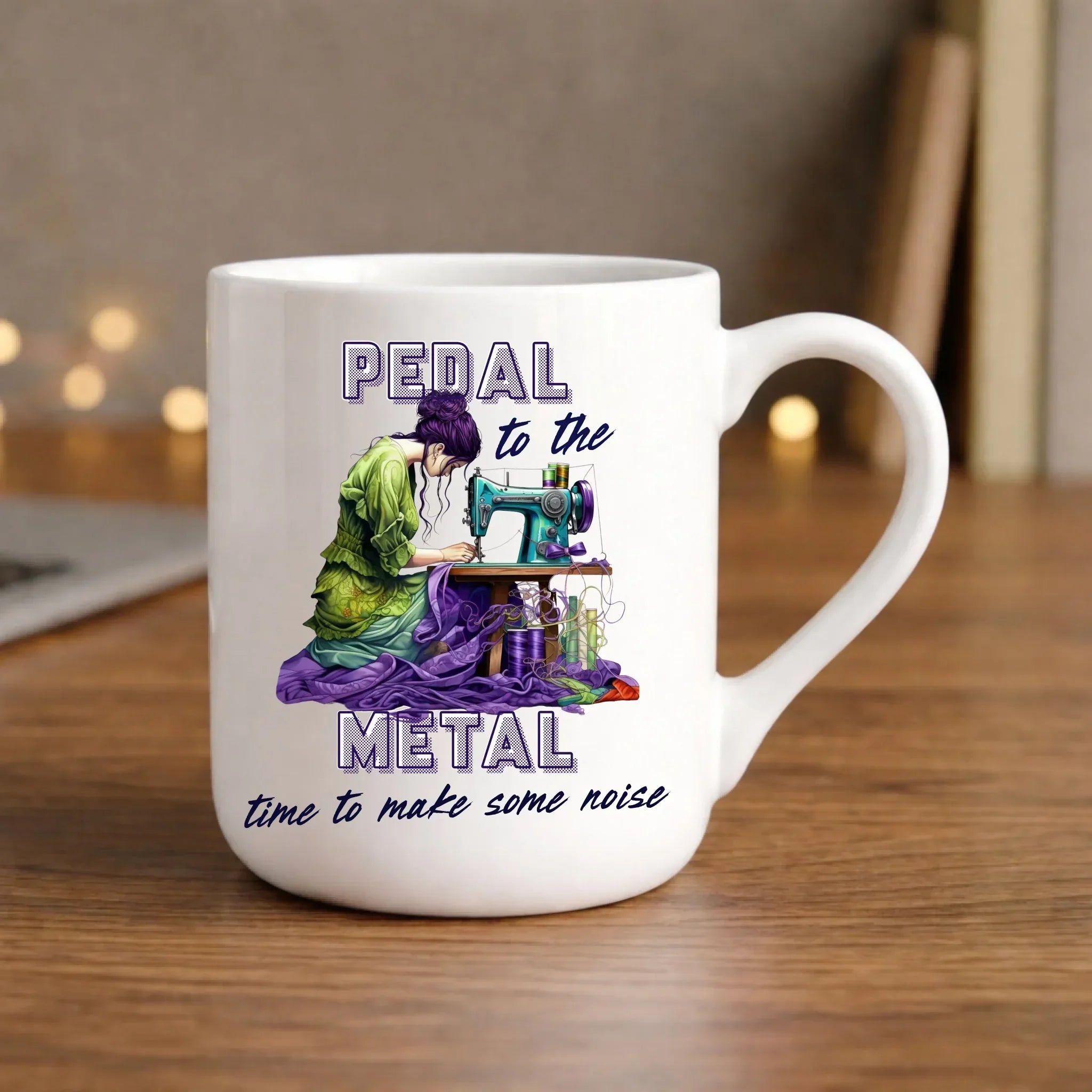 Kubek elegant szyciowy - prezent dla krawcowej - PEDAL METAL HS01 - StoryCups.pl