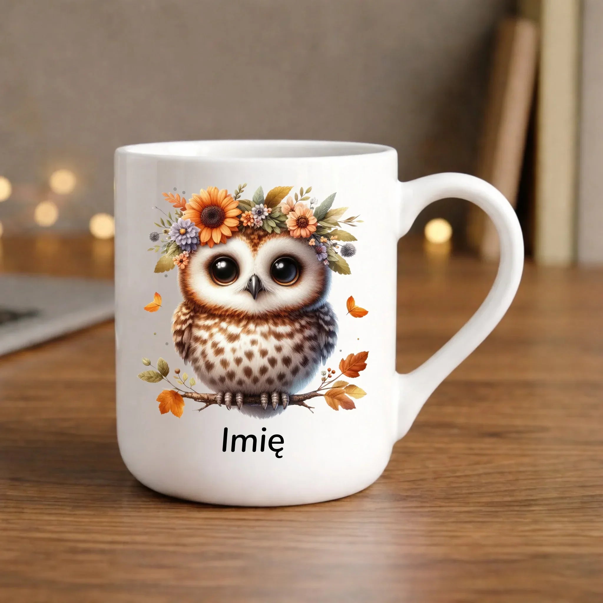 Kubek elegant jesienny - Sowa w kwiatach JS32 - StoryCups.pl