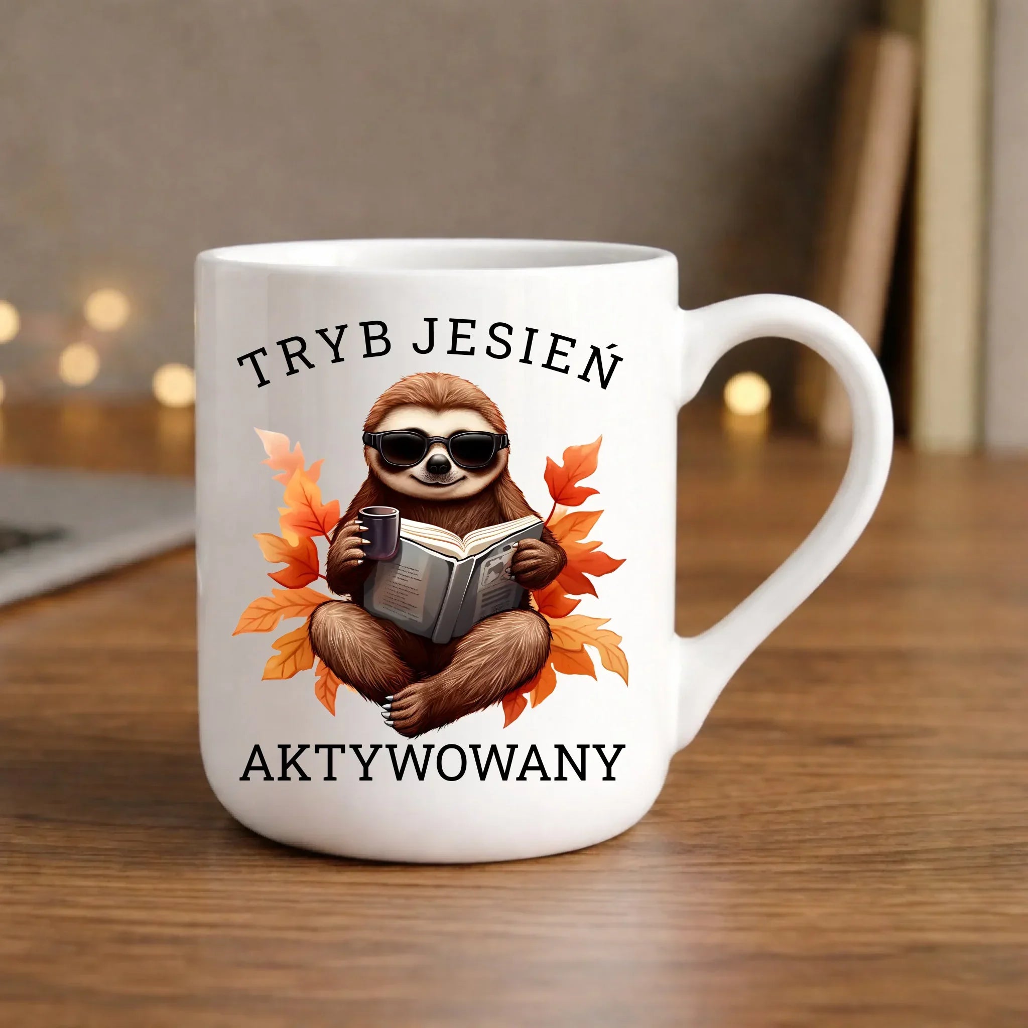 Kubek elegant jesienny - Leniwiec - Tryb jesień aktywowany JS23 - StoryCups.pl