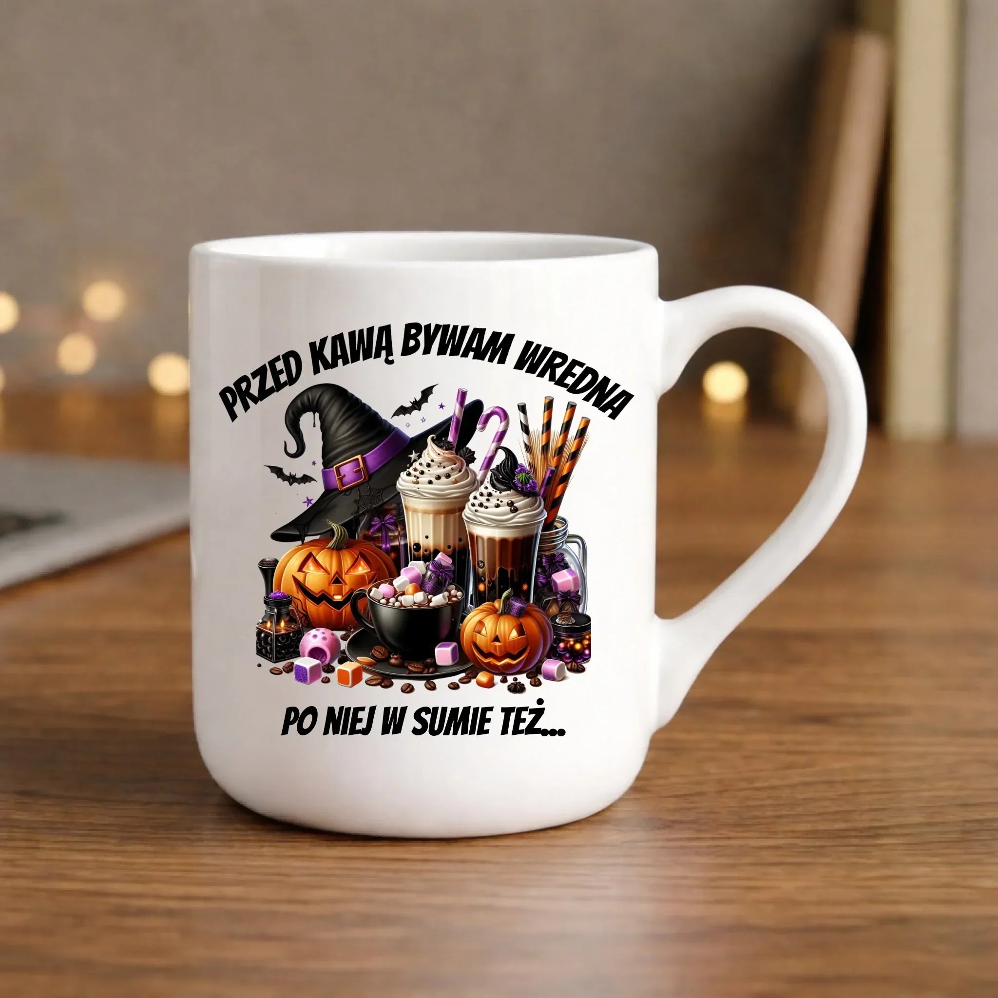 Kubek elegant Halloween – Przed kawą bywam wredna, po niej w sumie też HL30 - StoryCups.pl