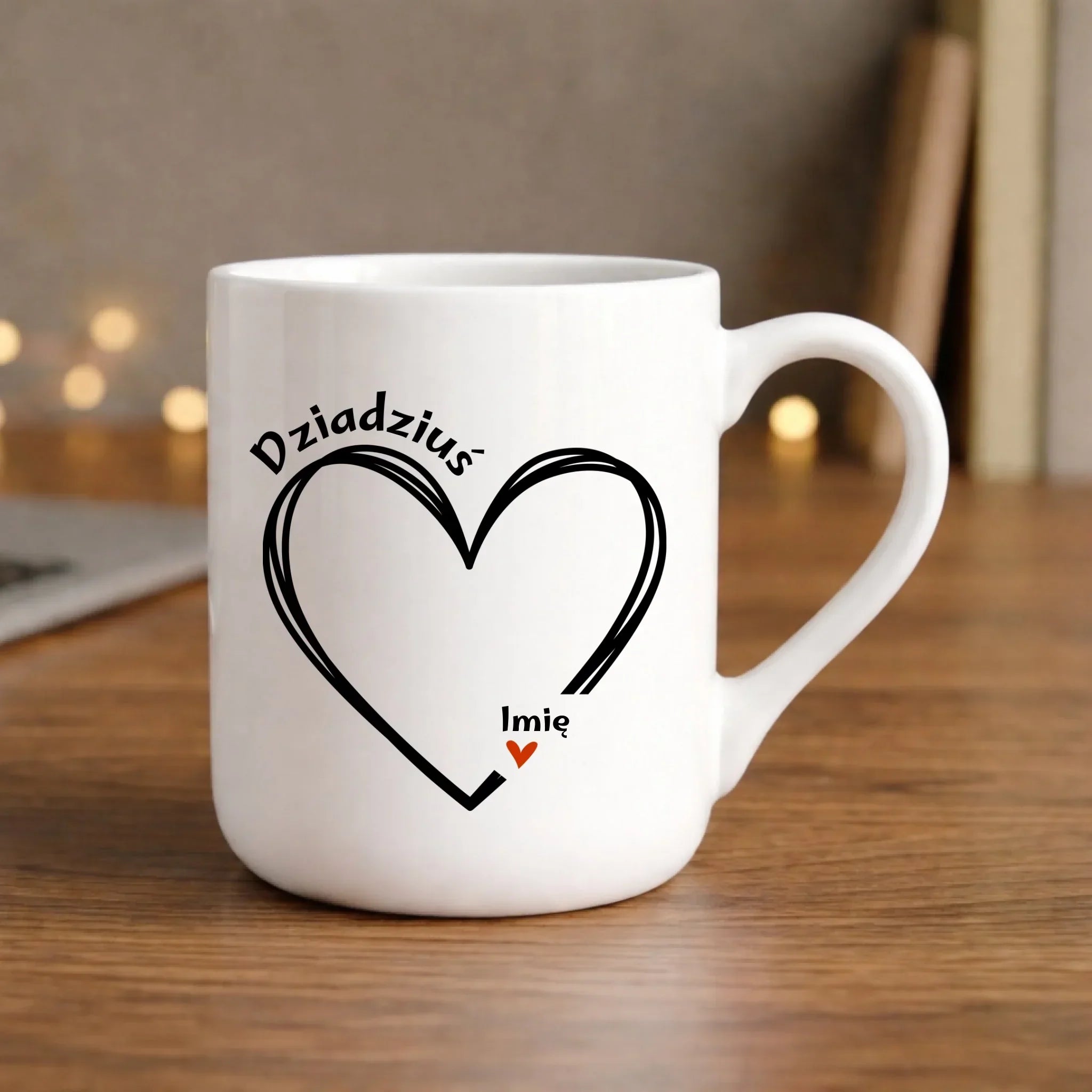 Kubek elegant dla dziadka - Serce z imionami wnuków 1-7 - personalizowany D26 - StoryCups.pl