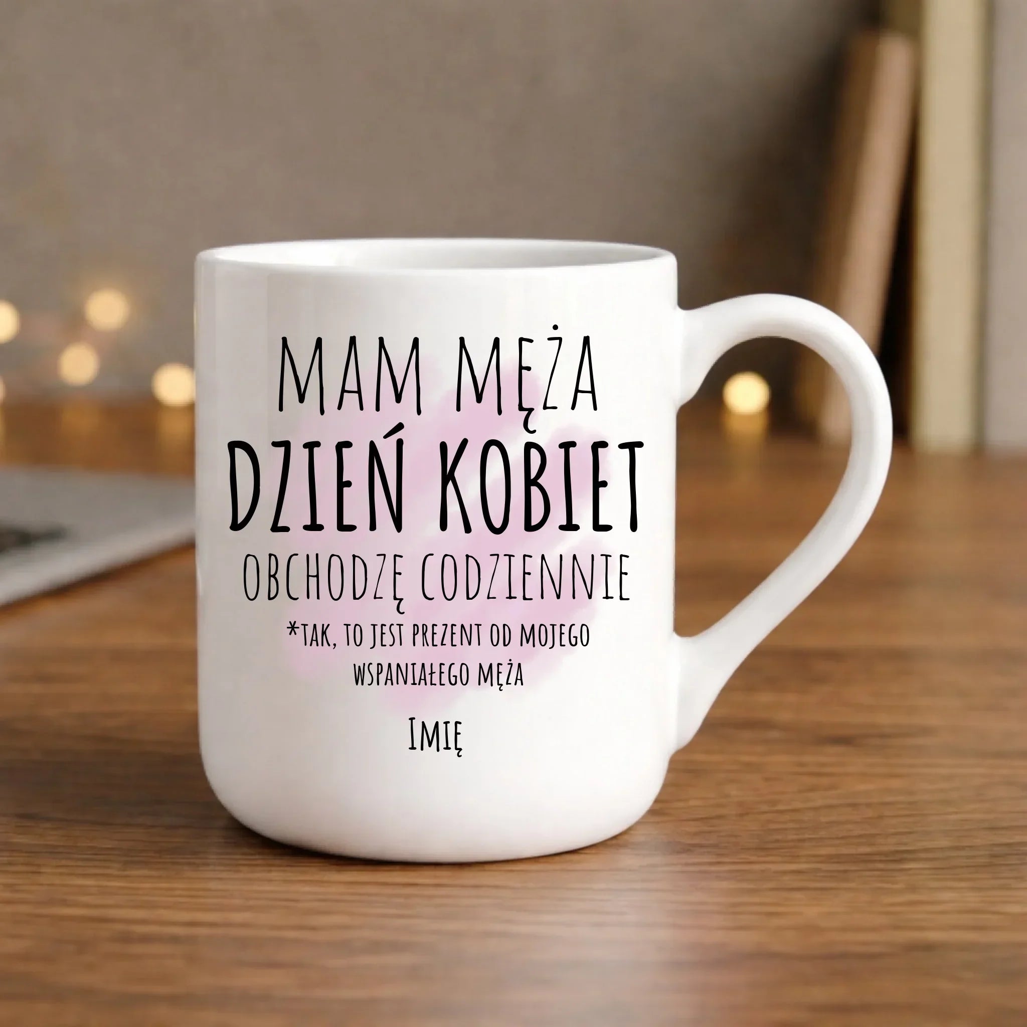 Kubek elegant - prezent dla żony - Mam męża Dzień Kobiet obchodzę codziennie - personalizowany Ż01 - StoryCups.pl