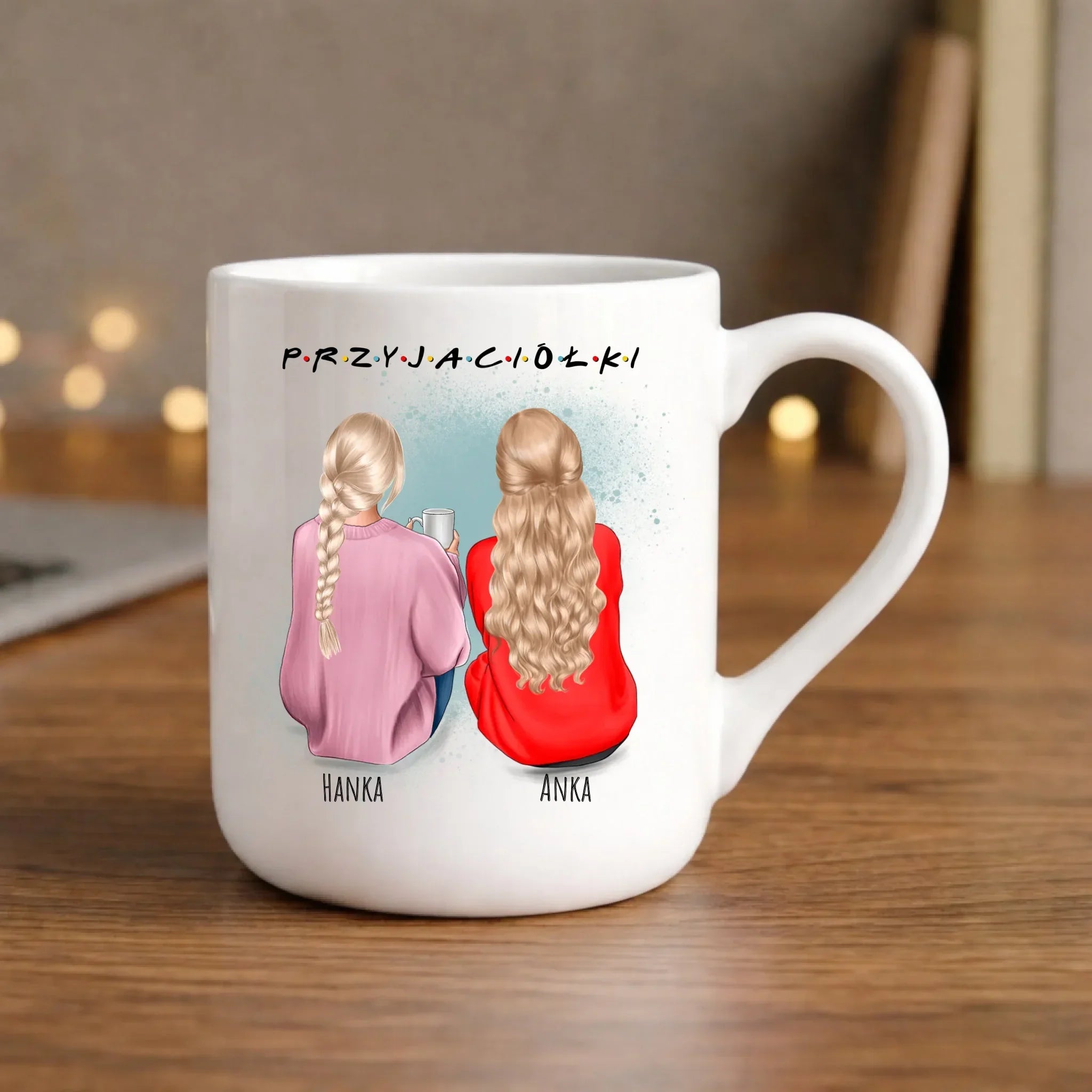 Kubek elegant - prezent dla przyjaciółki - personalizowane postacie 2-4 osoby PR02 - StoryCups.pl