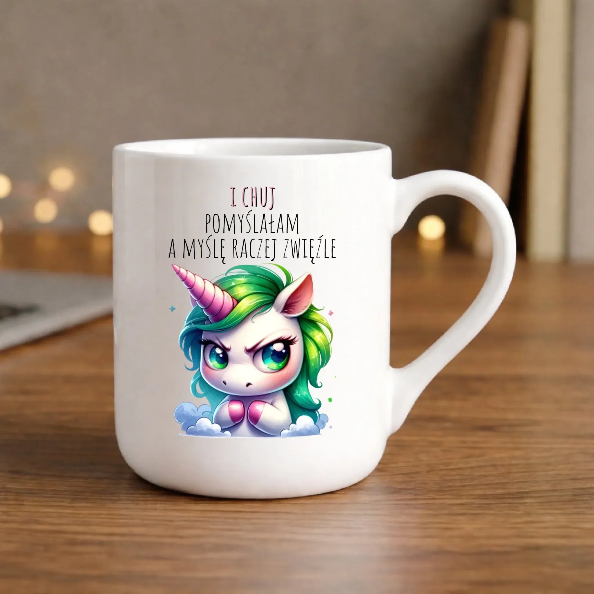 Kubek elegant z jednorożcem – I ch*j pomyślałam – bez cenzury DZ12 - StoryCups.pl