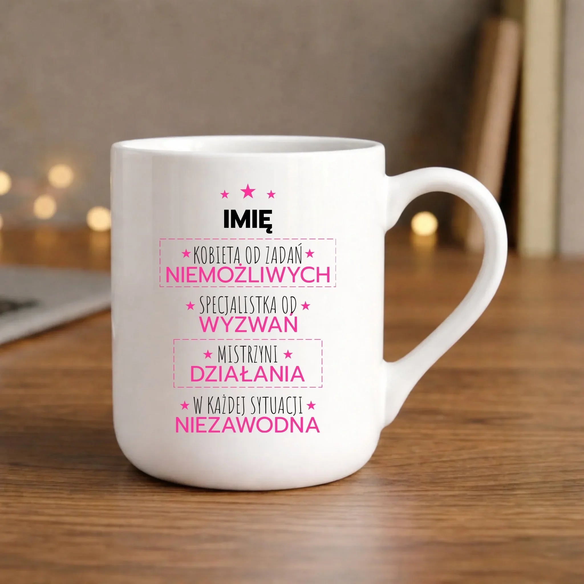 Kubek elegant - Kobieta od zadań niemożliwych - personalizowany DZ19 - StoryCups.pl