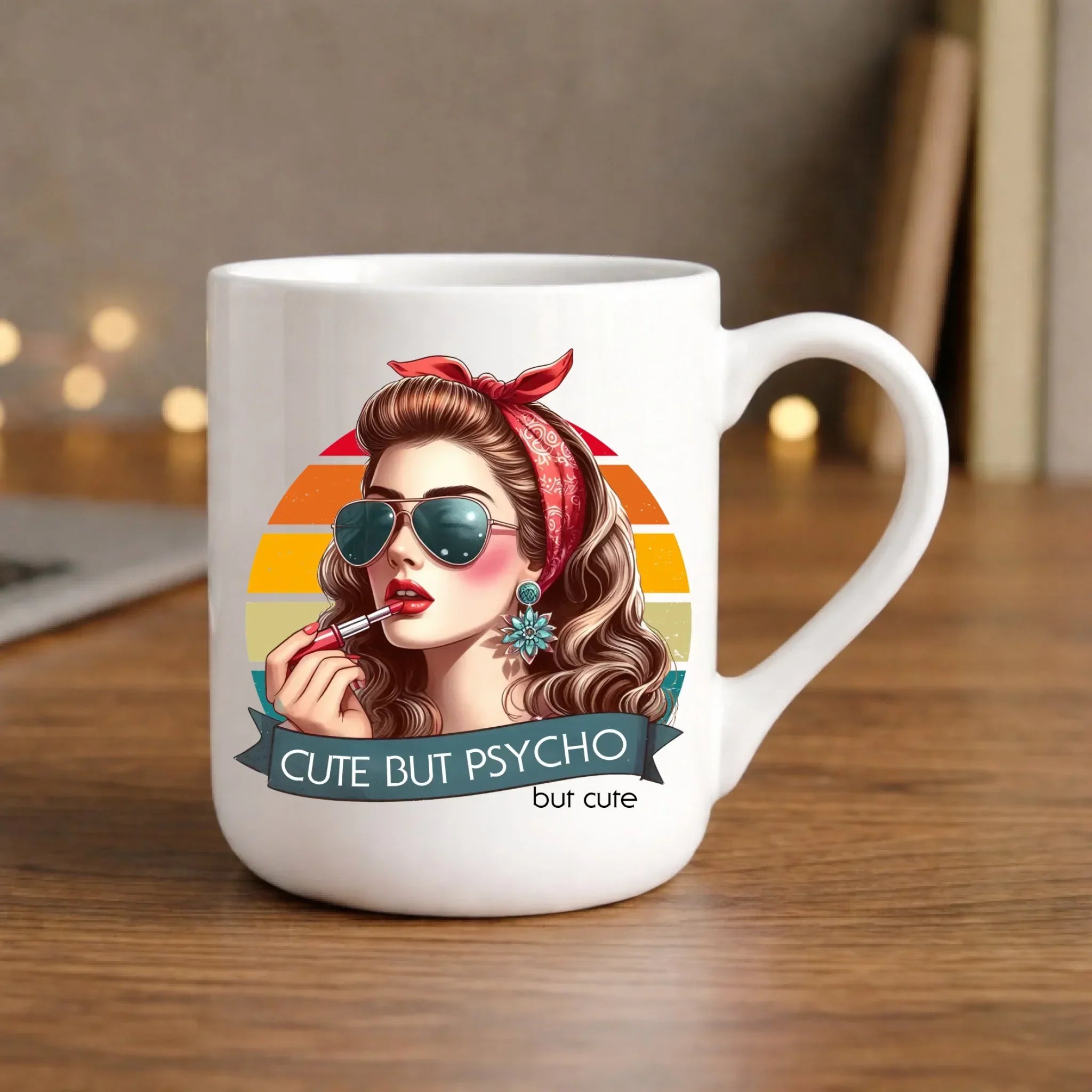 Kubek elegant – Cute but psycho - w stylu retro DZ09 - StoryCups.pl