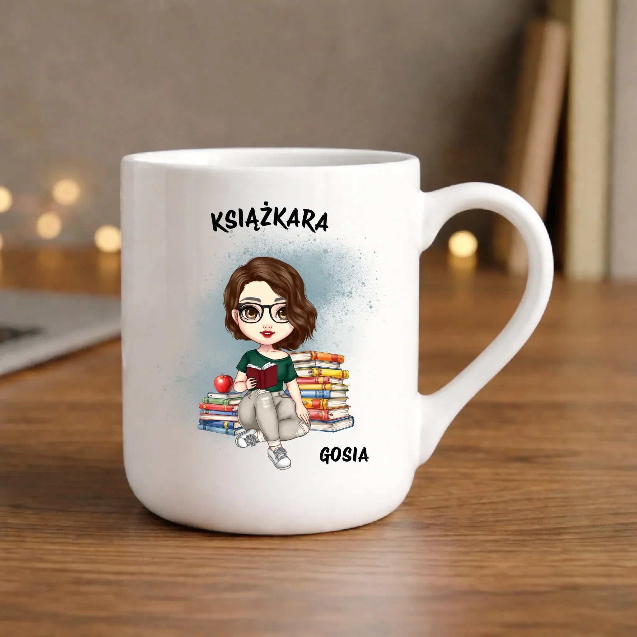 Kubek elegant - Książkara - Prezent dla miłośniczki czytania książek - personalizowany DZ03 - StoryCups.pl