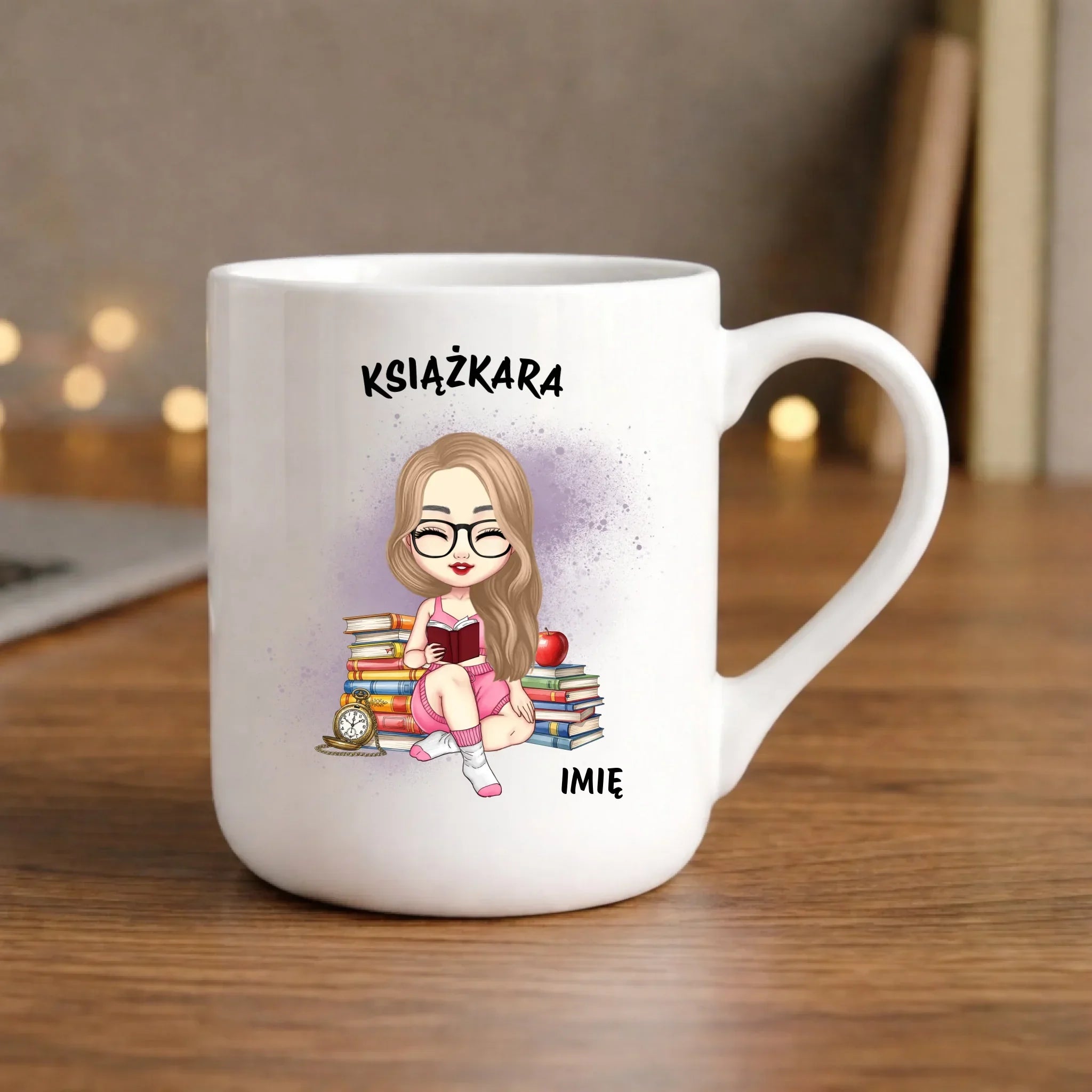 Kubek elegant - Książkara - Prezent dla miłośniczki czytania książek - personalizowany DZ04 - StoryCups.pl