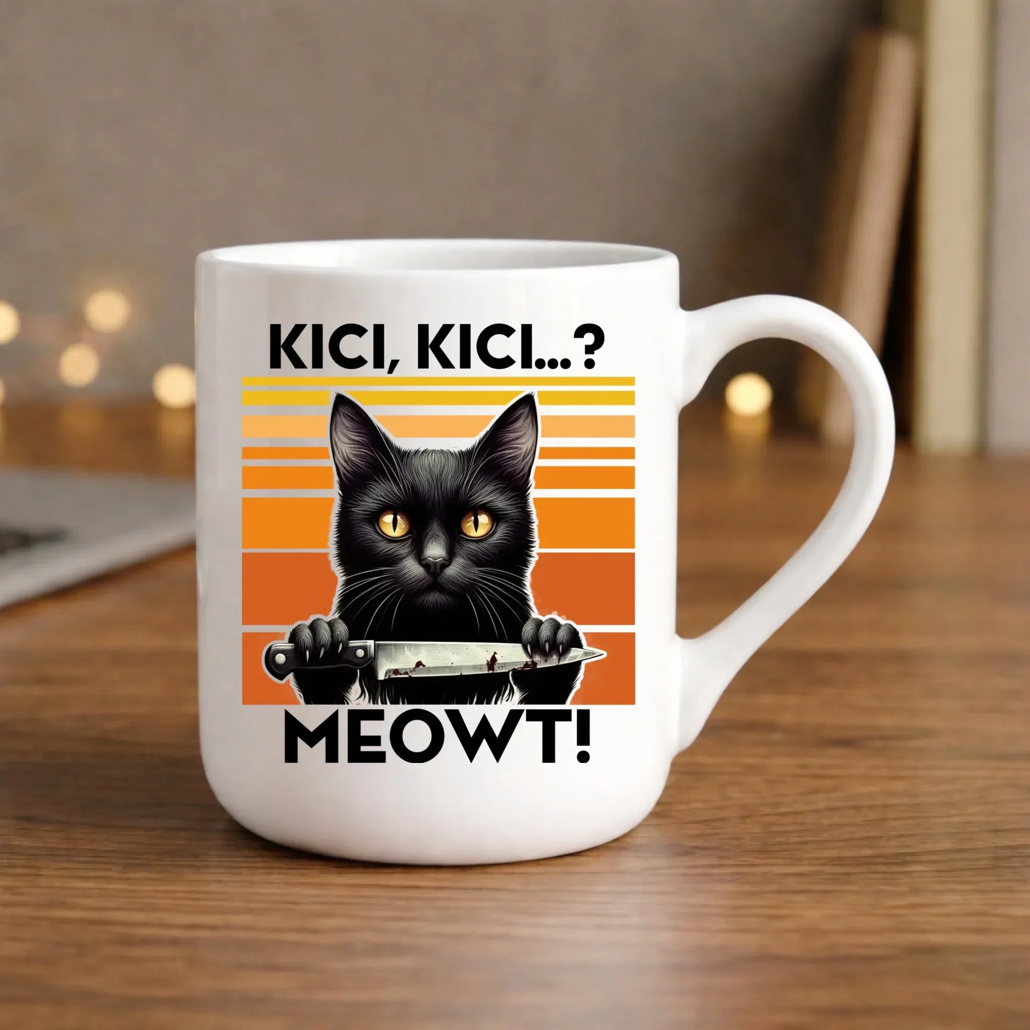 Kubek elegant - Kot z nożem - Kici, kici... MEOWT! HL17 - StoryCups.pl