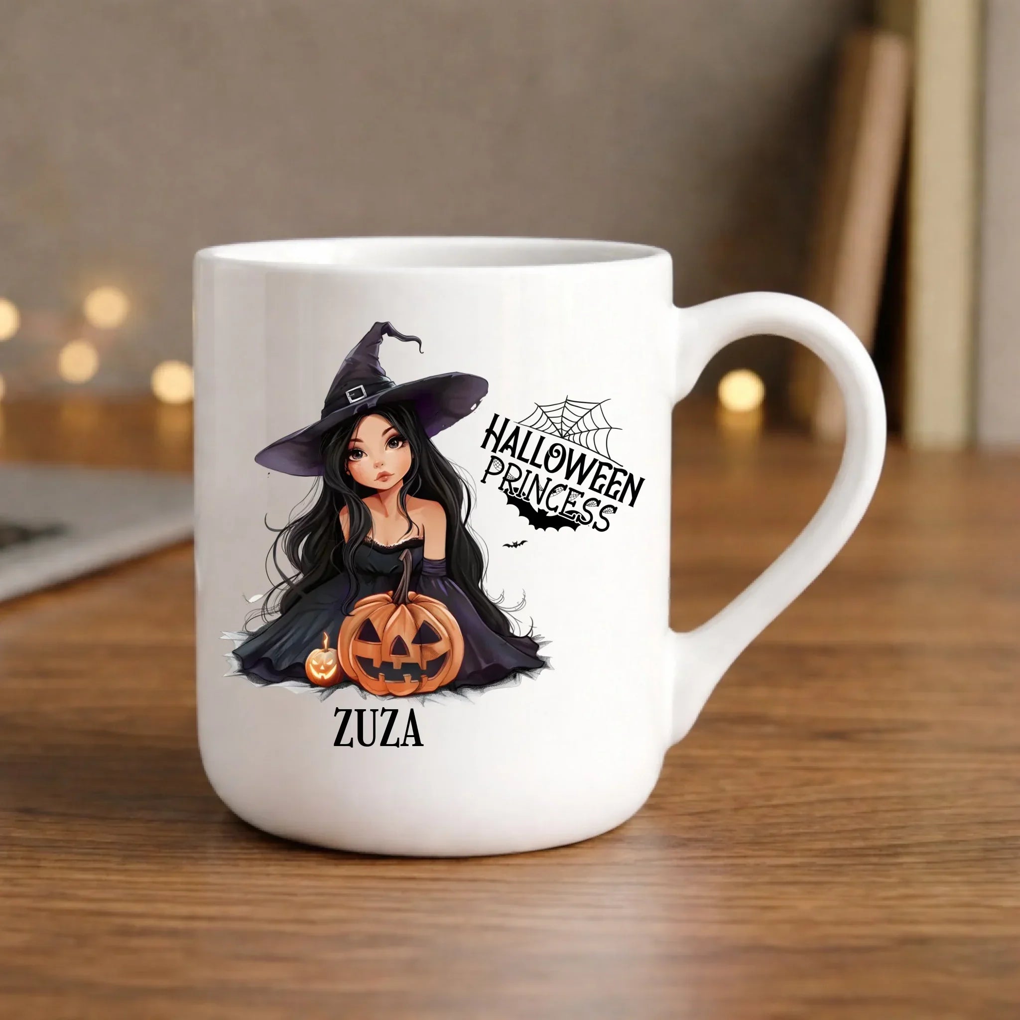 Kubek elegant halloweenowy - Czarownica z dynią - personalizowany HL10 - StoryCups.pl